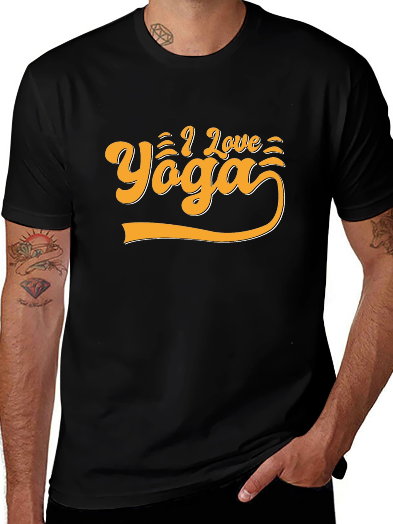 Variant 9 of I Love Yoga T-Shirt -  Black Cotton Tee
