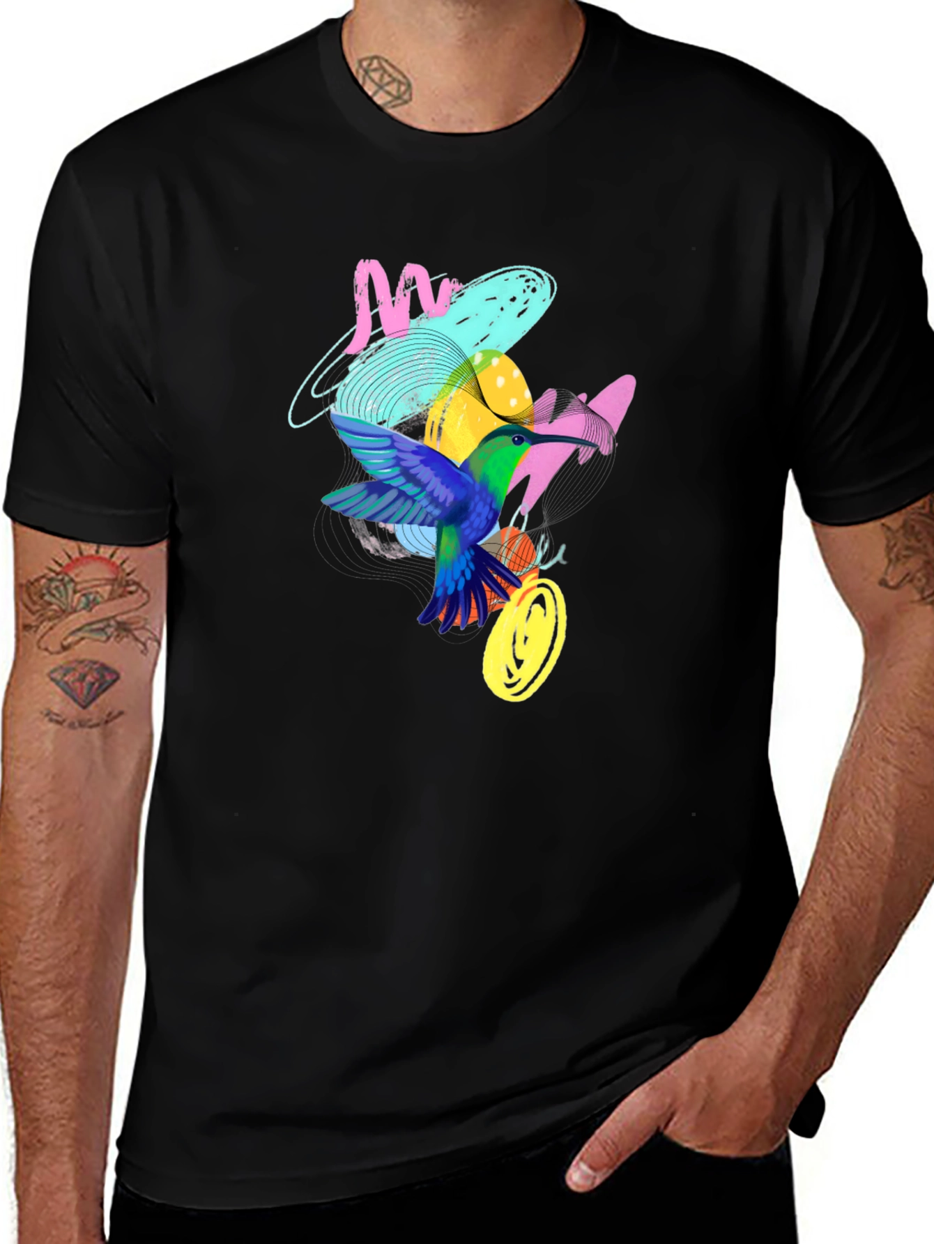 Variant 8 of Hummingbird Graphic Print Black T-Shirt