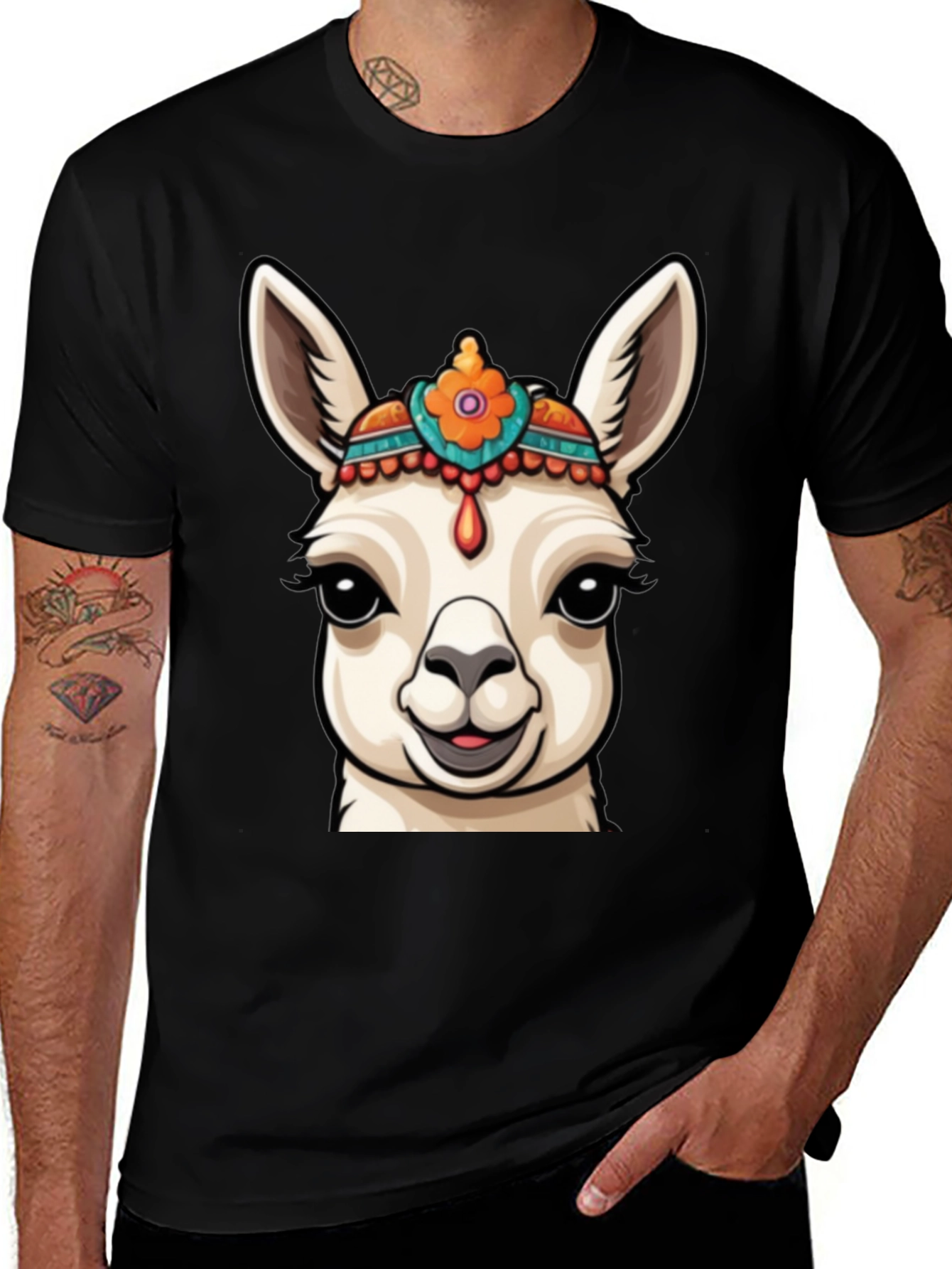 Variant 21 of Llama Head Graphic Tee - Unique Animal Print