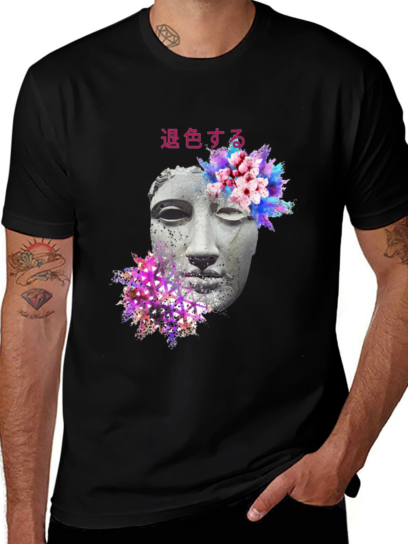 Black Aesthetic Statue Graphic Print Tee main image