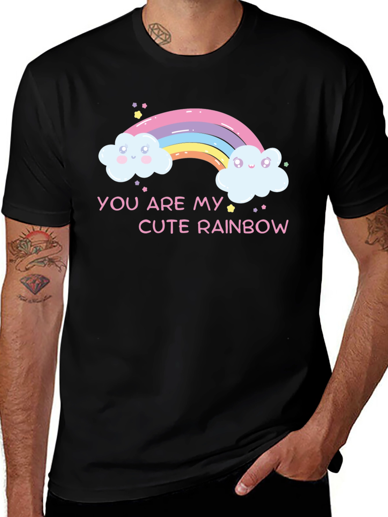 Variant 9 of Cute Rainbow Graphic Tee - You Are My Rainbow T-Shirt
