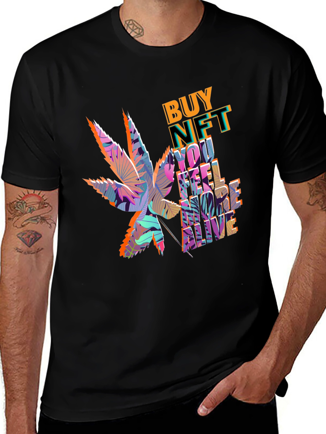 Variant 14 of Buy NFT Marijuana Leaf Graphic Tee