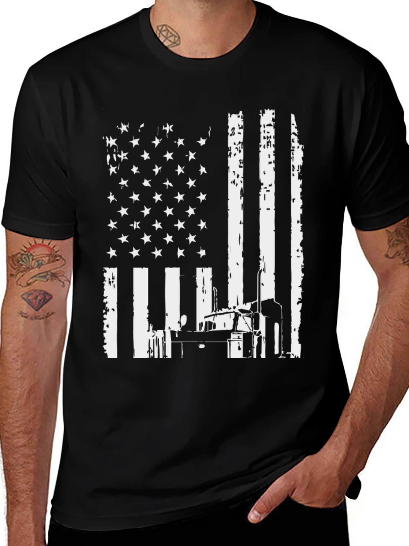 Variant 9 of Trucker American Flag Graphic T-Shirt