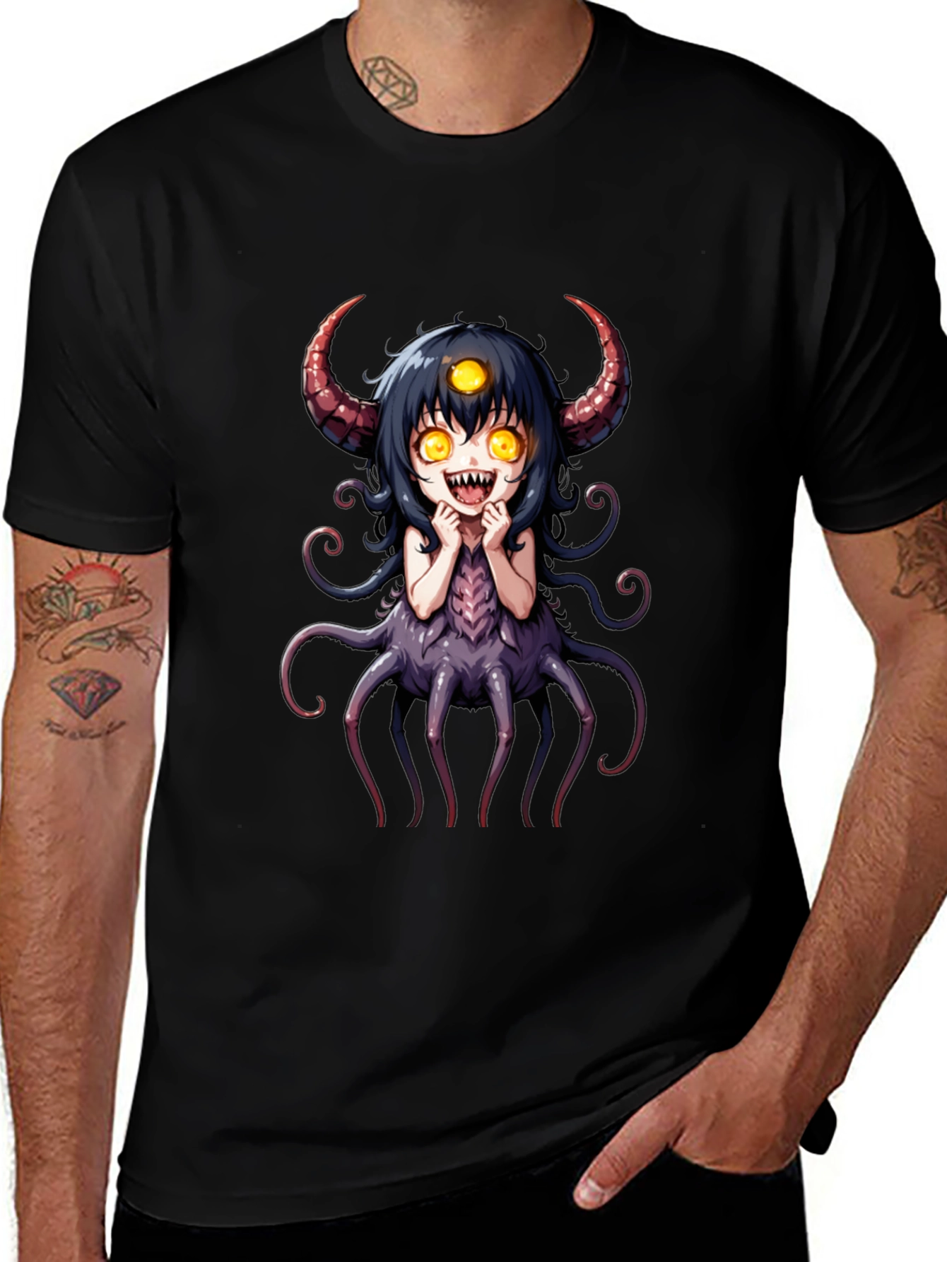 Variant 24 of Anime Monster Graphic Black T-Shirt
