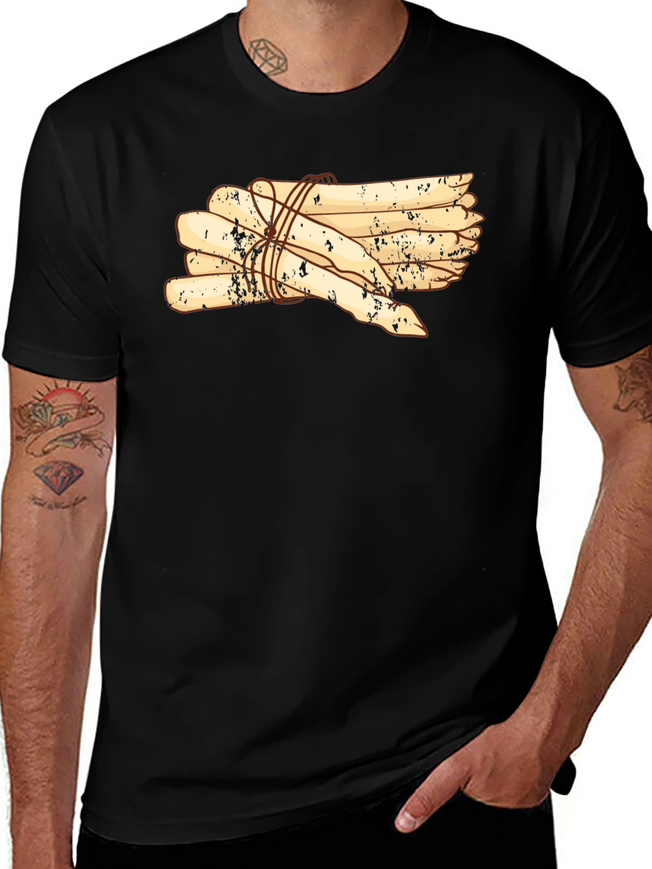 Rustic Scrollwork Graphic Tee - Black