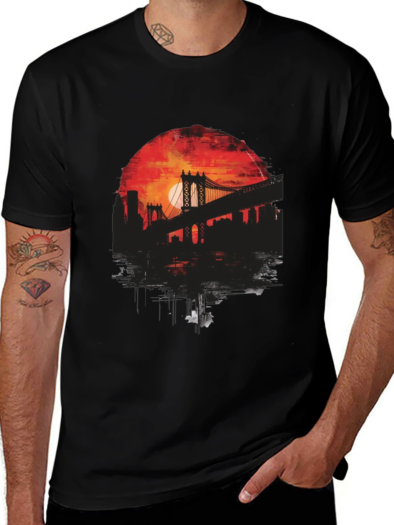 Variant 30 of Cityscape Bridge Graphic Tee