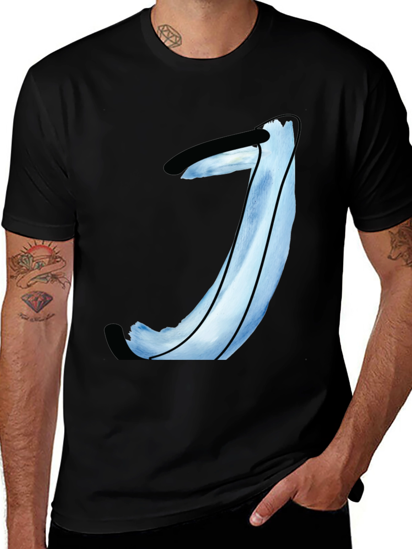 Variant 16 of Abstract Blue Painted T-Shirt