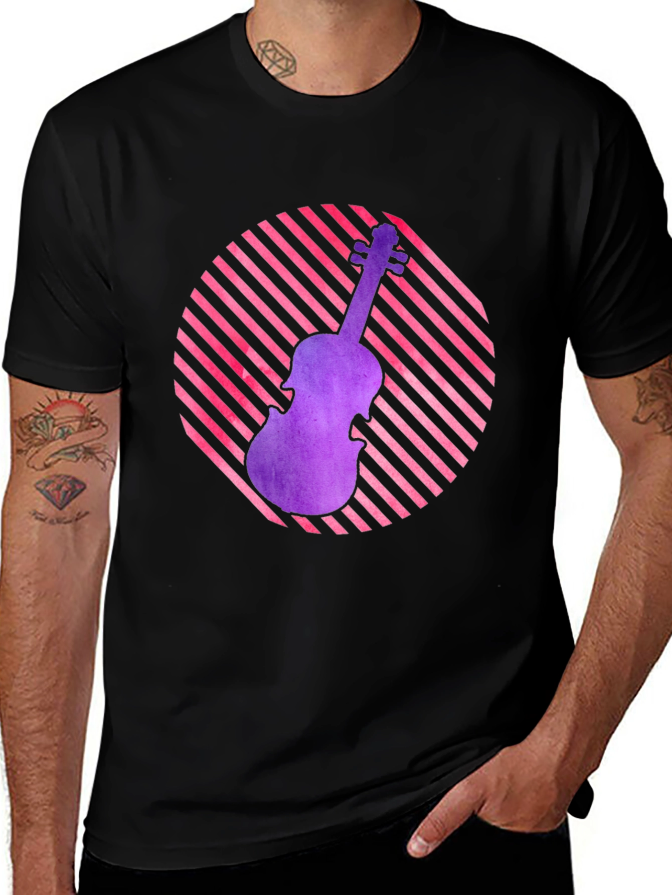 Variant 13 of Violin Graphic Tee - Retro Music Lover Shirt