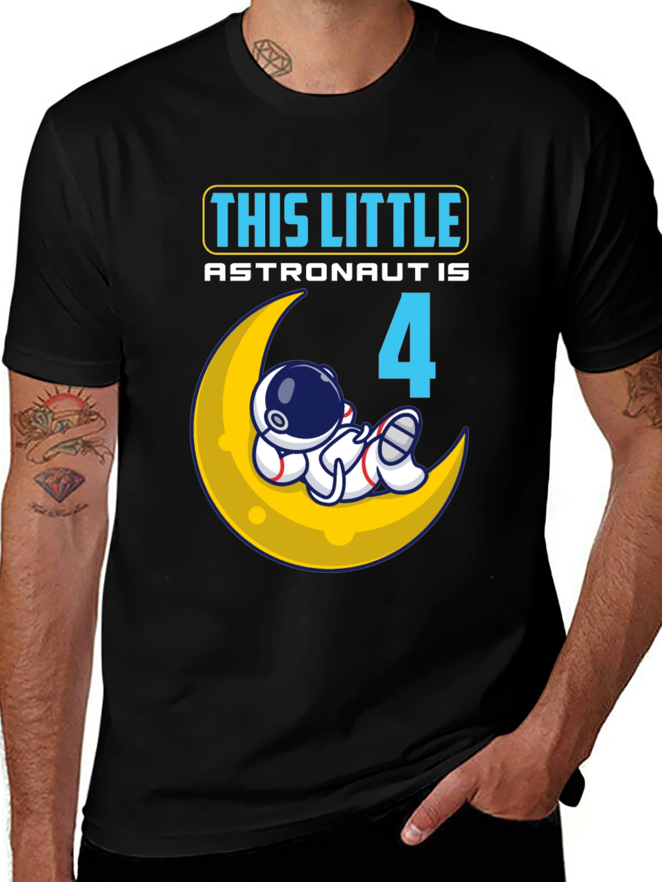 Variant 22 of Astronaut Birthday T-Shirt - "This Little Astronaut is 4"