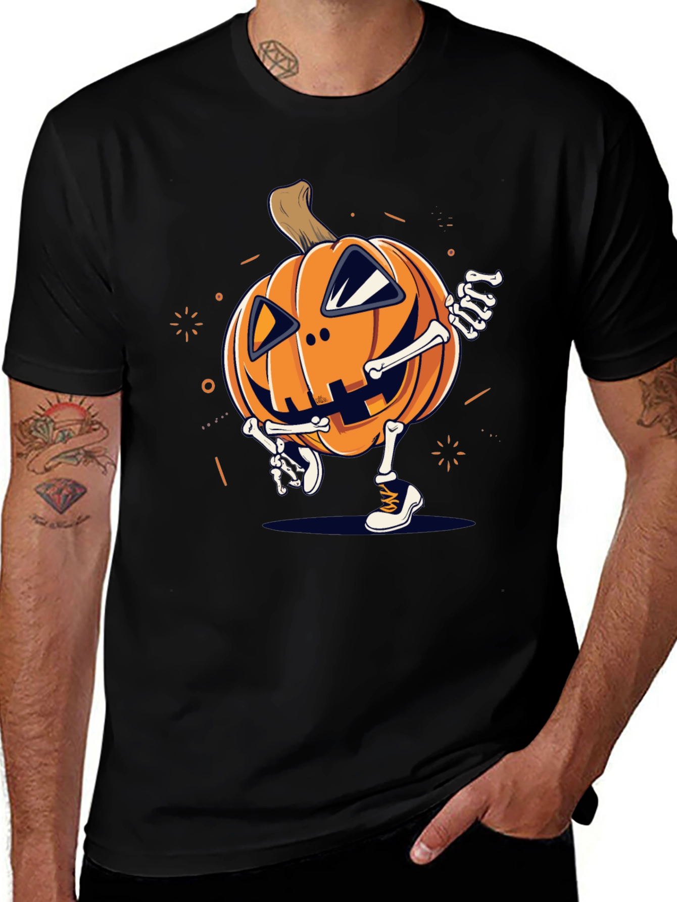 Variant 17 of Pumpkin Skeleton Graphic Tee - Halloween Style