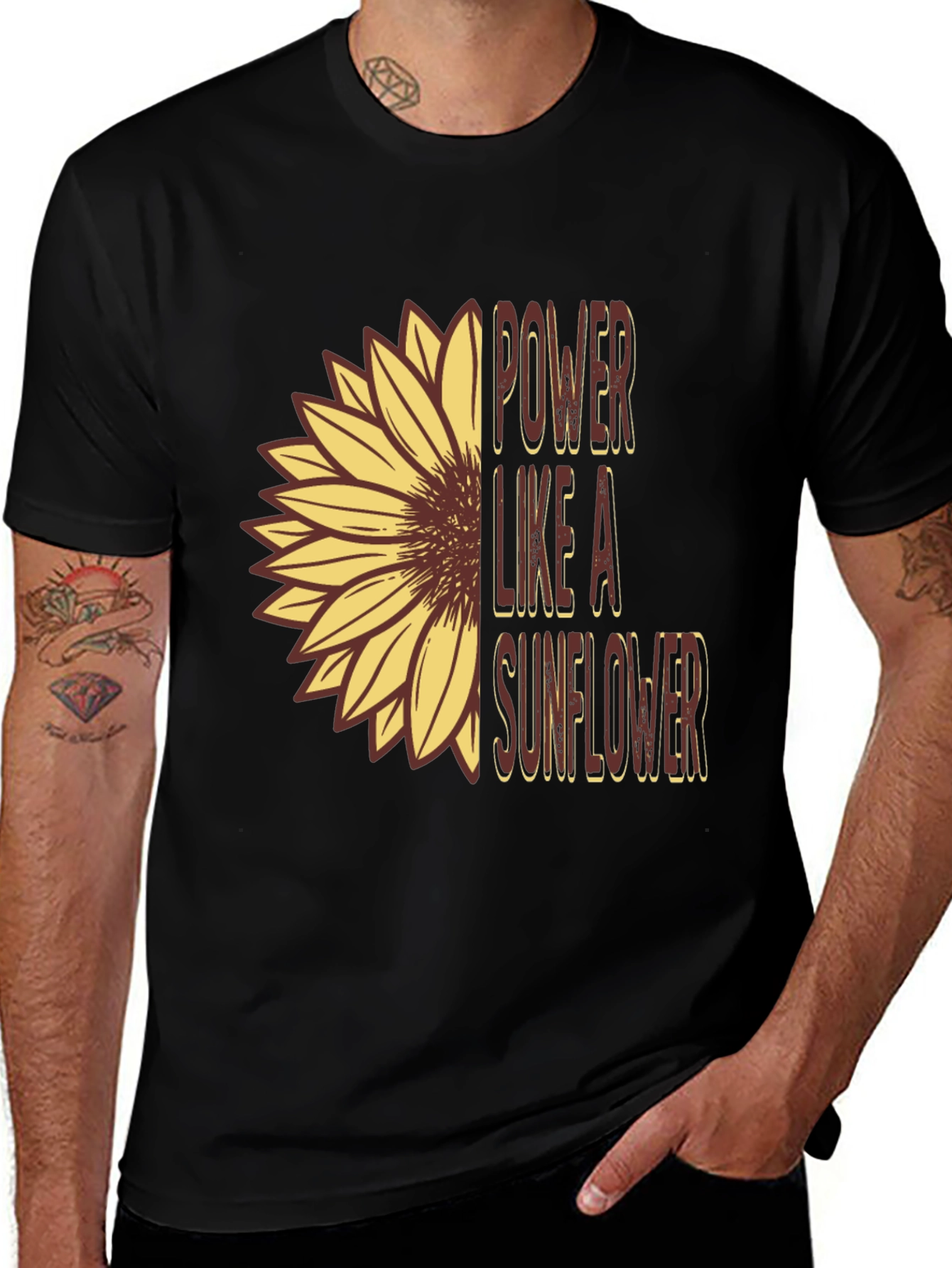 Variant 3 of Sunflower Power Graphic Tee - Black