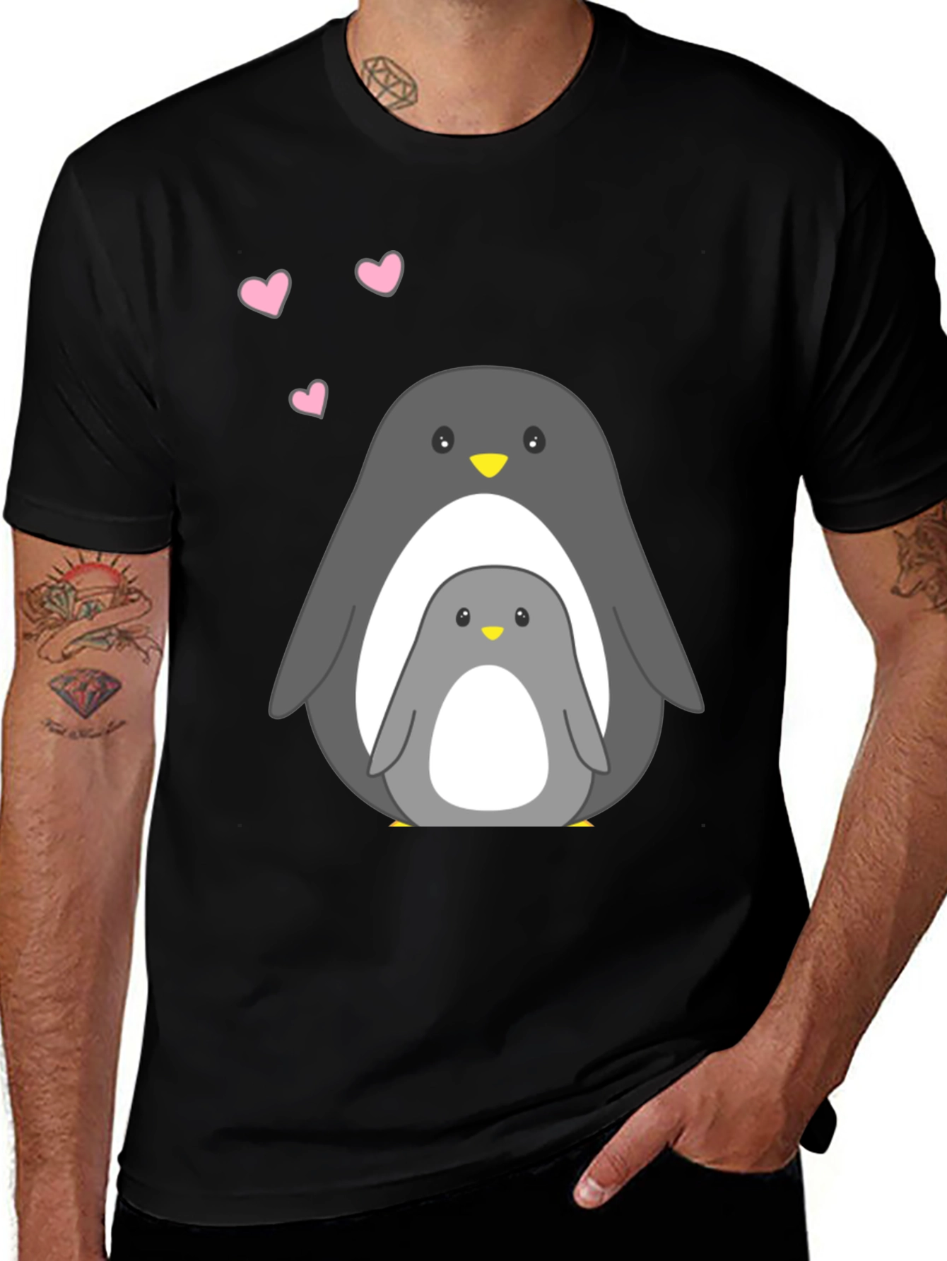 Variant 27 of Cute Penguin Family Black T-Shirt
