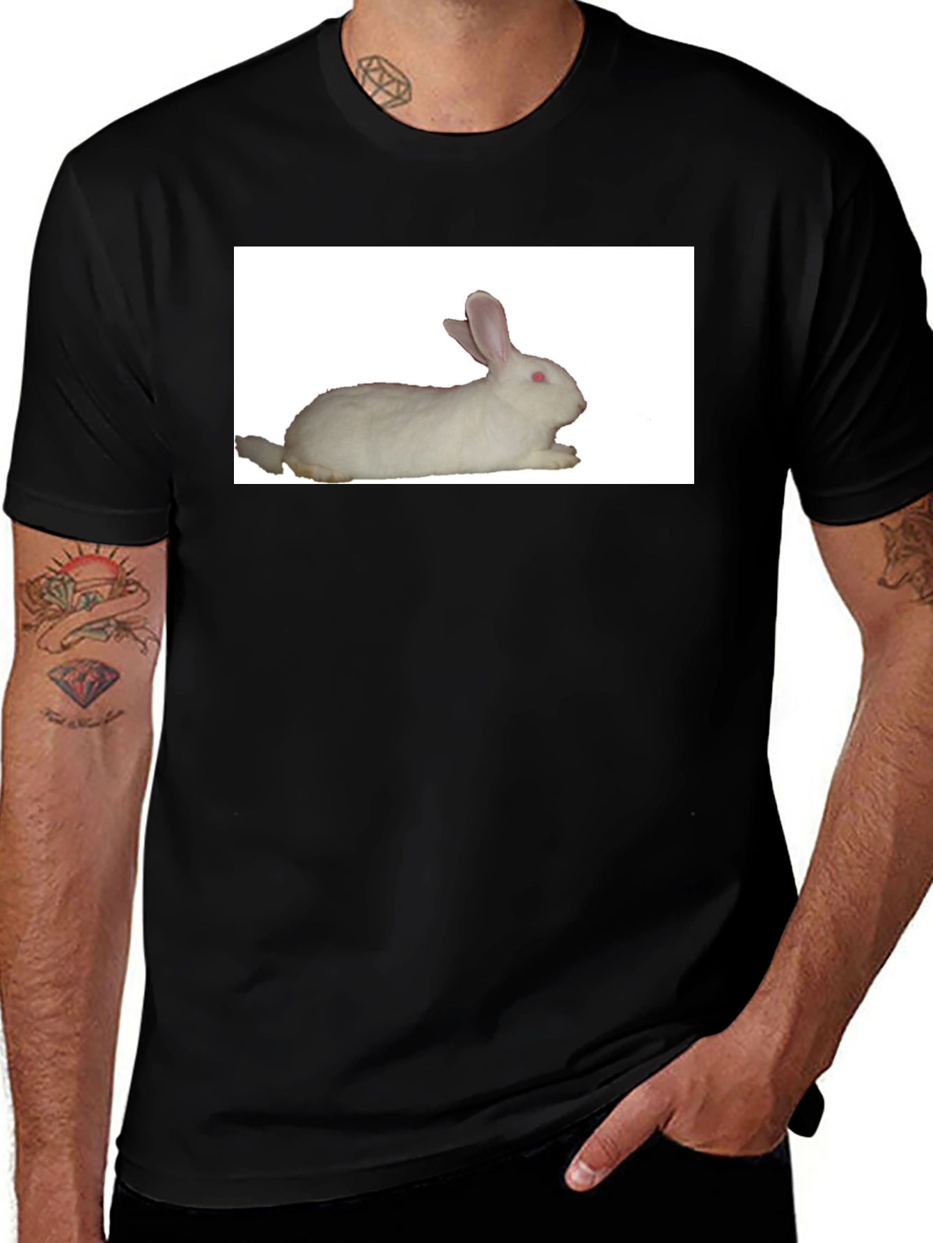 Variant 12 of Rabbit Graphic Tee - Unisex Black T-Shirt