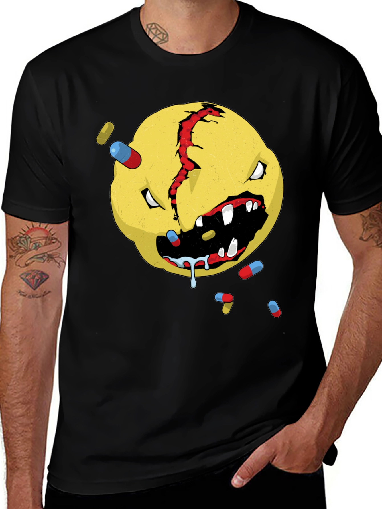 Variant 30 of Distorted Emoji Pill Graphic T-Shirt