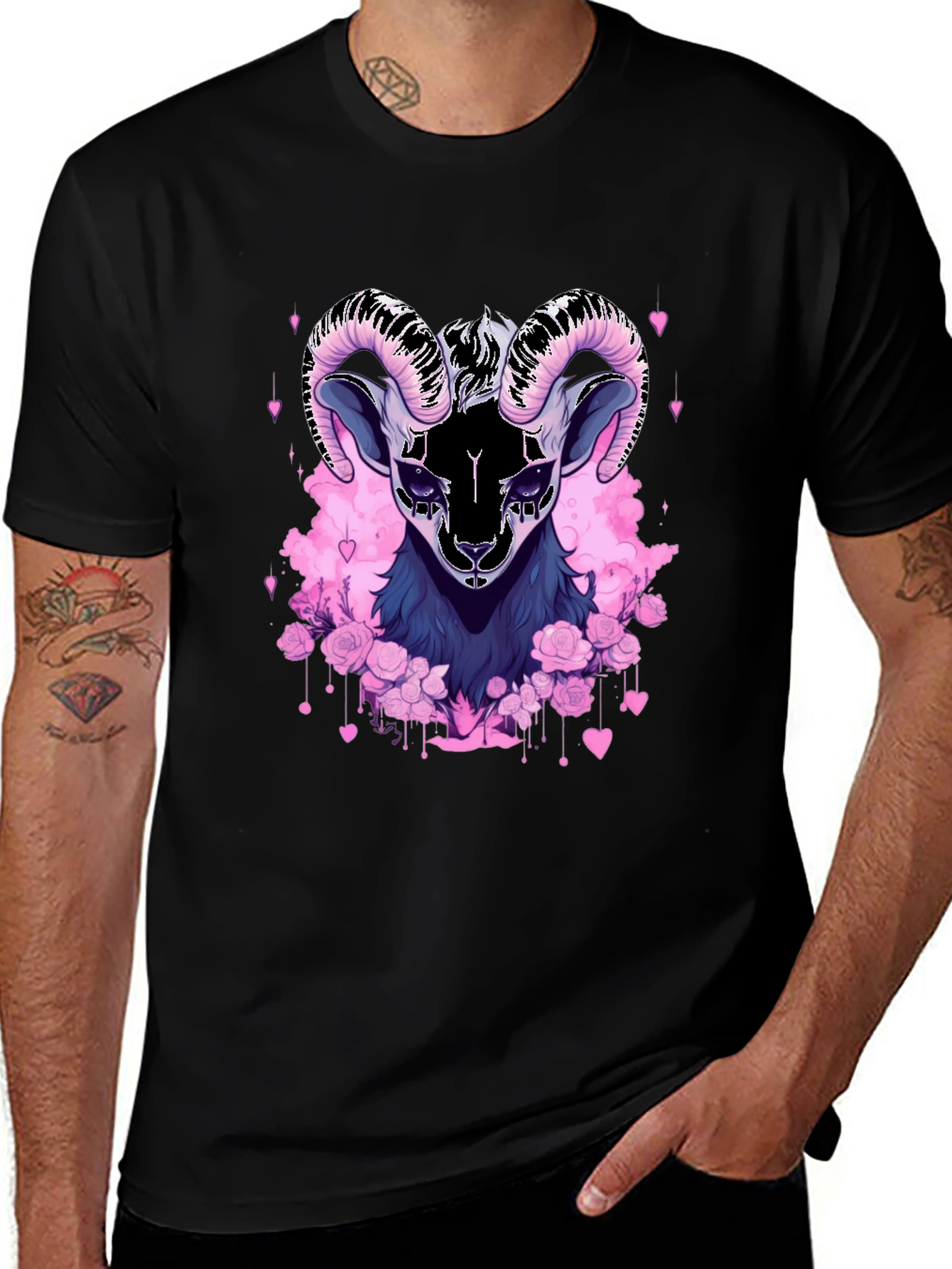 Variant 18 of Ram Floral T-Shirt - Goth Style