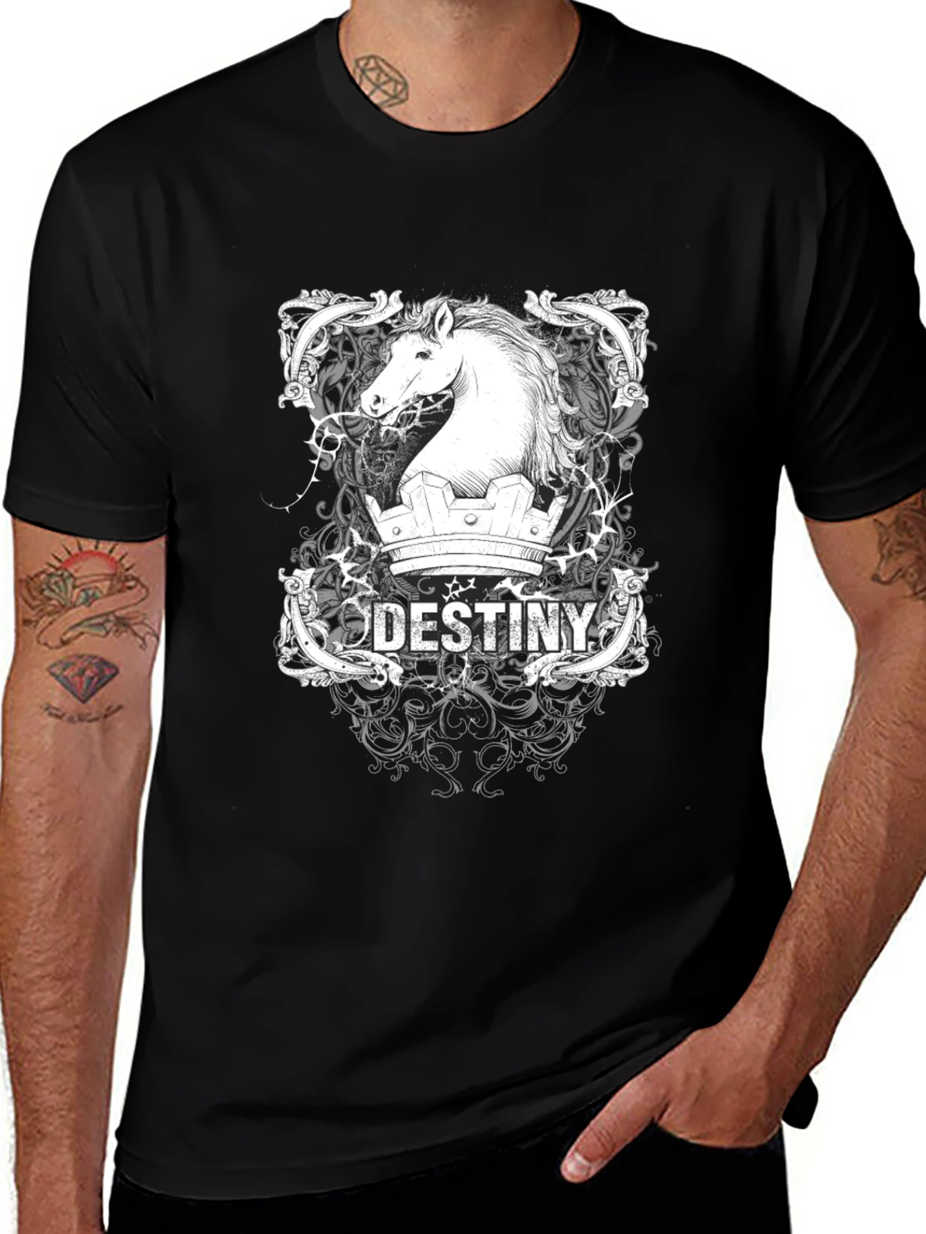 Variant 2 of Destiny Horse Knight T-Shirt - Black