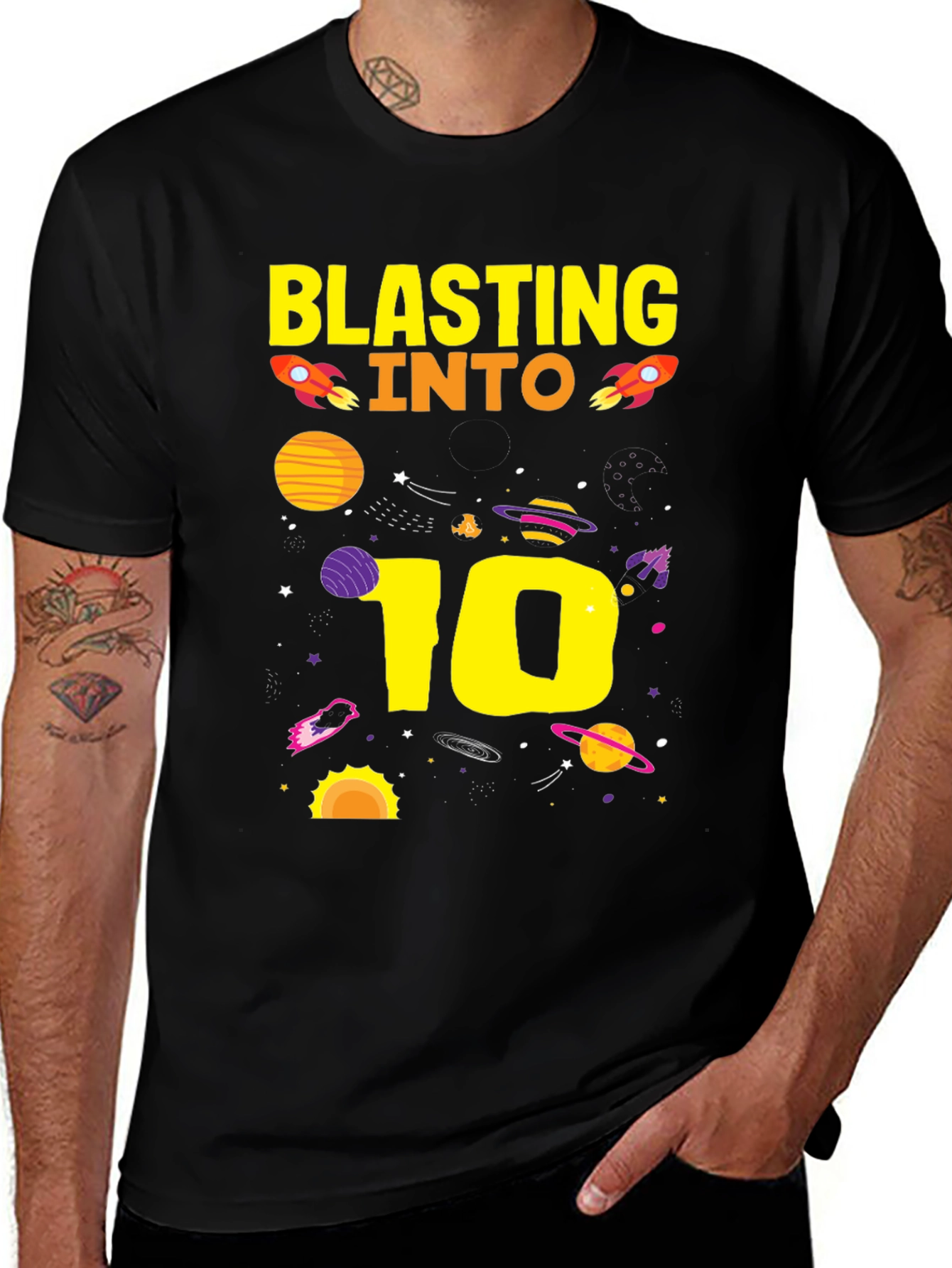 Black Blasting Into 10th Birthday T-Shirt main image