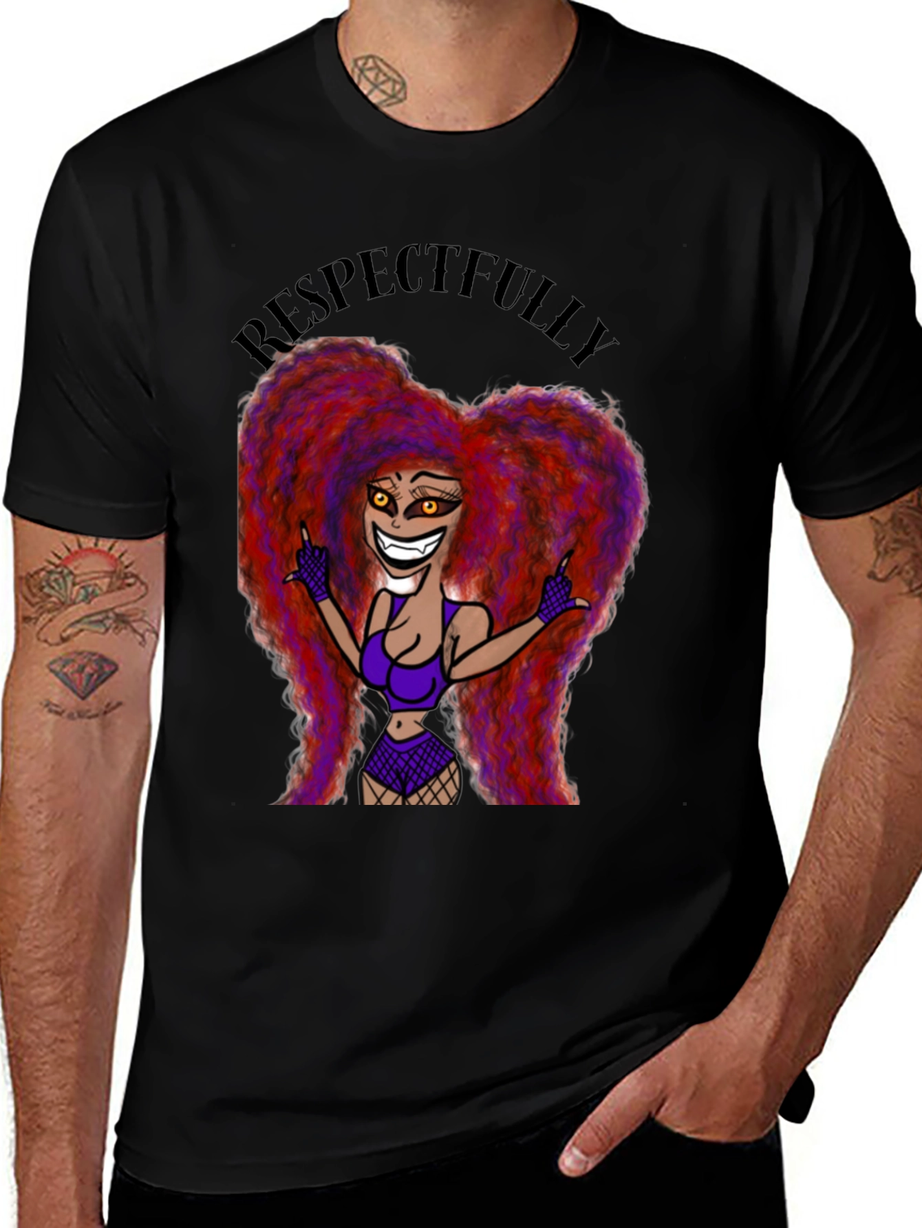 Variant 23 of Respectfully Graphic Tee - Bold Cartoon Print