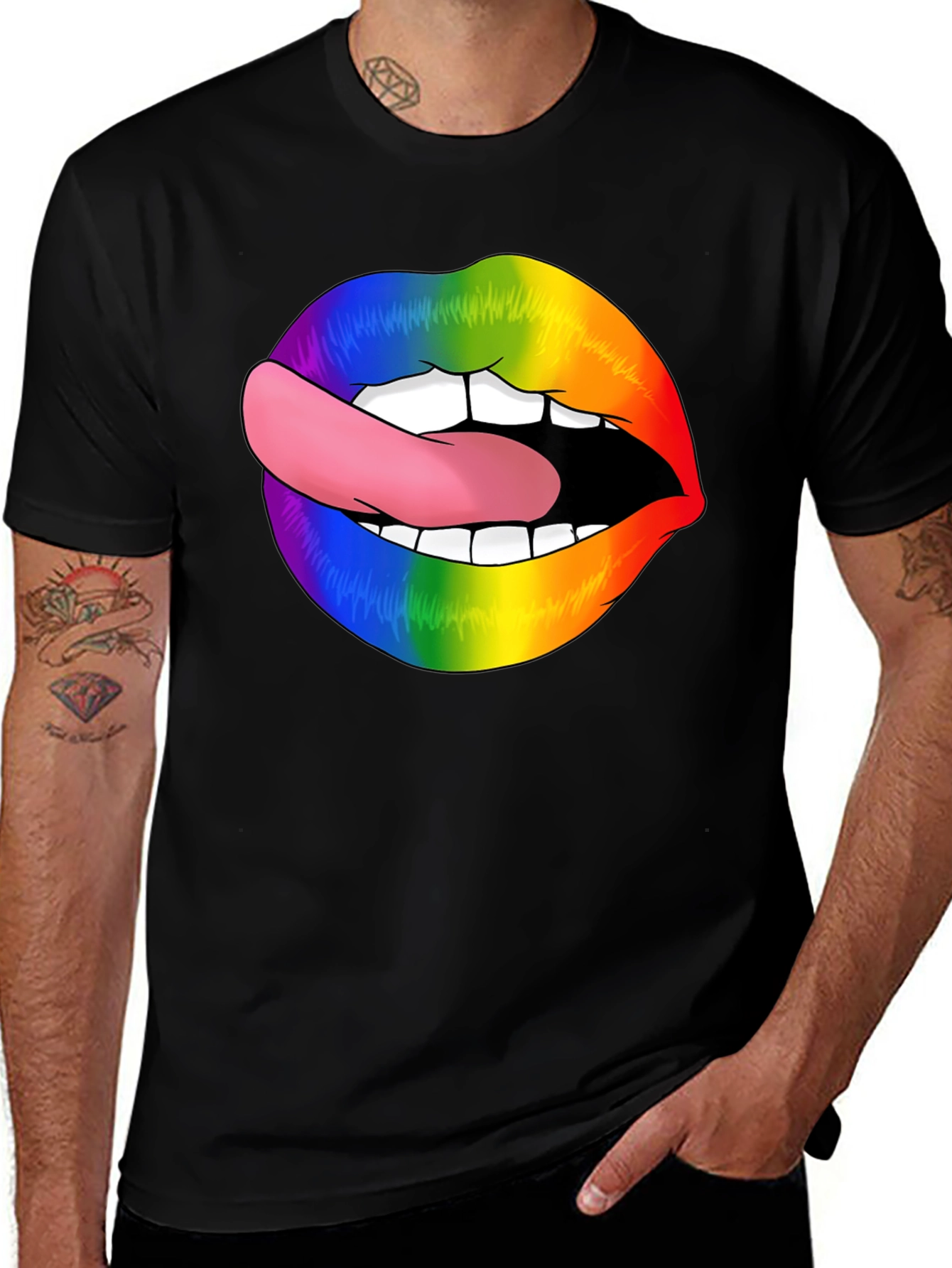 Variant 29 of Rainbow Lips Tongue Out T-Shirt