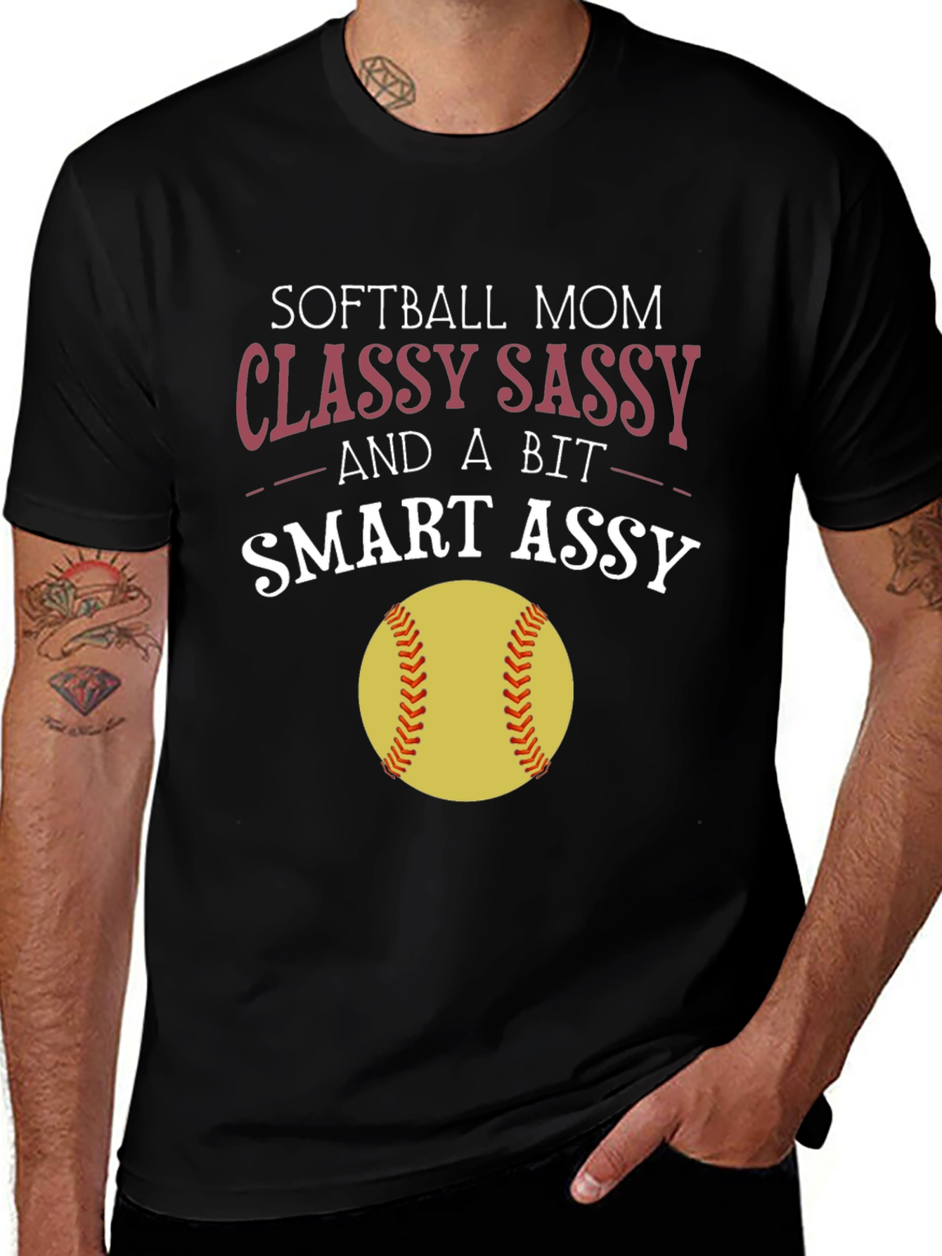 Variant 13 of Softball Mom Graphic Tee - Classy, Sassy, Smart Assy