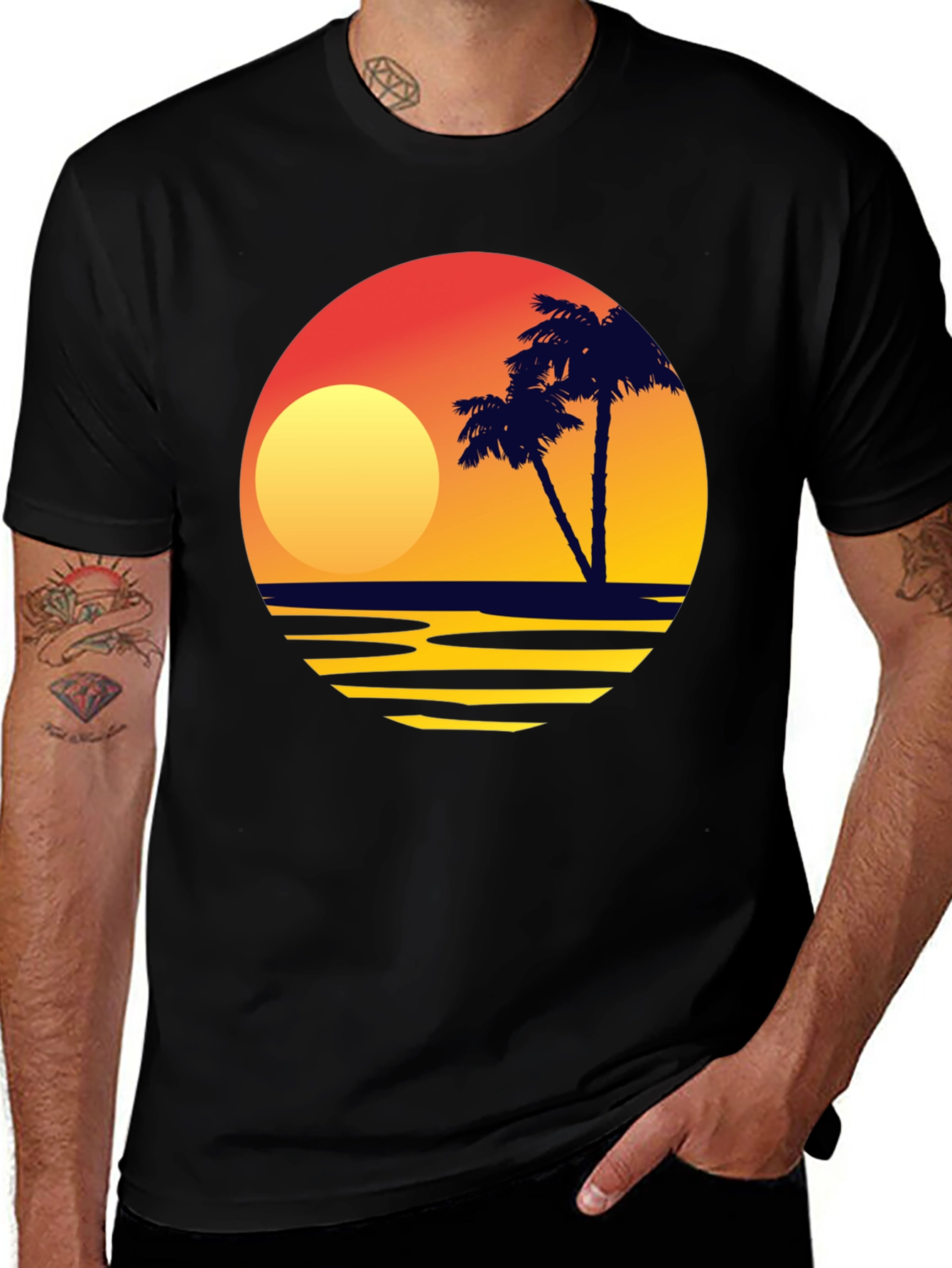 Variant 3 of Sunset Palm Tee - Retro Tropical Vibes