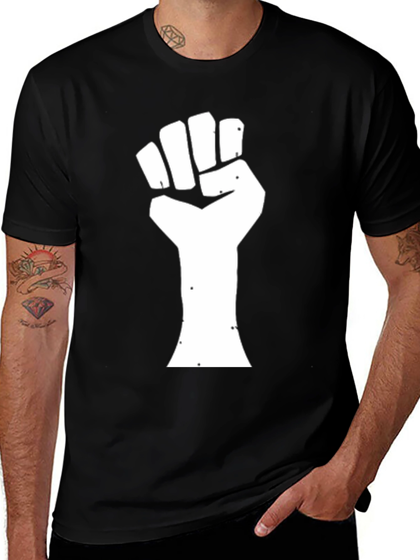 Variant 14 of Black T-Shirt with Raised Fist Graphic