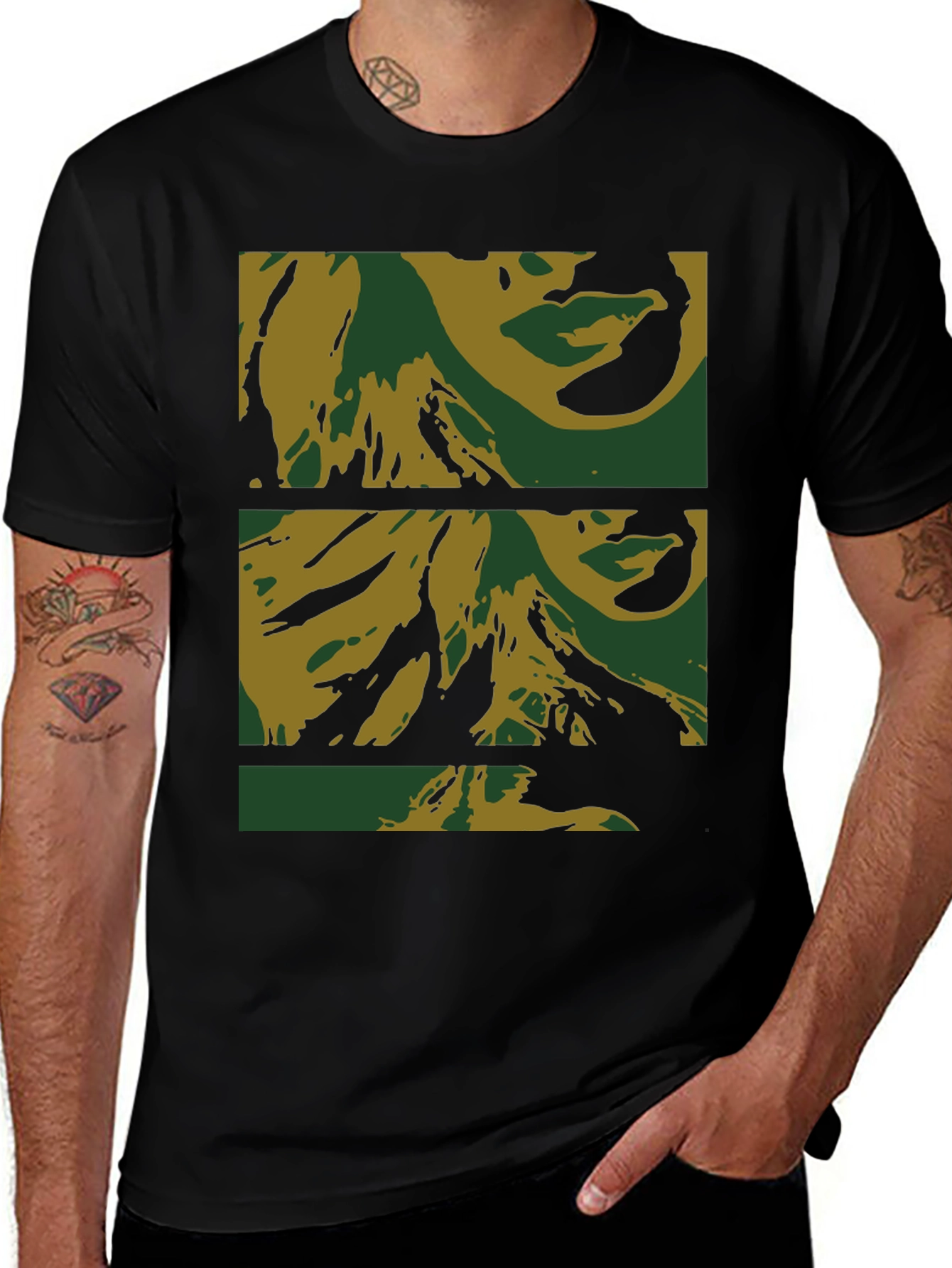 Variant 21 of Abstract Face Print Black T-Shirt