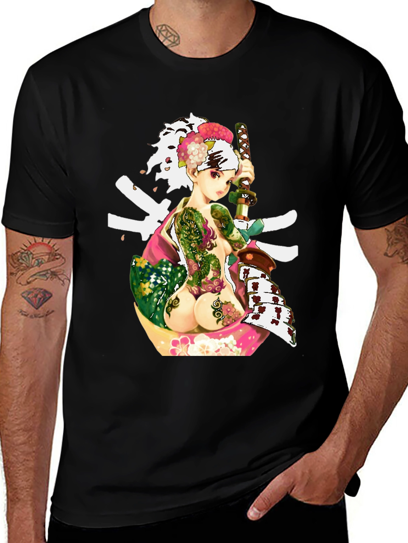 Variant 27 of Samurai Girl Tattoo T-Shirt - Unique Graphic Tee