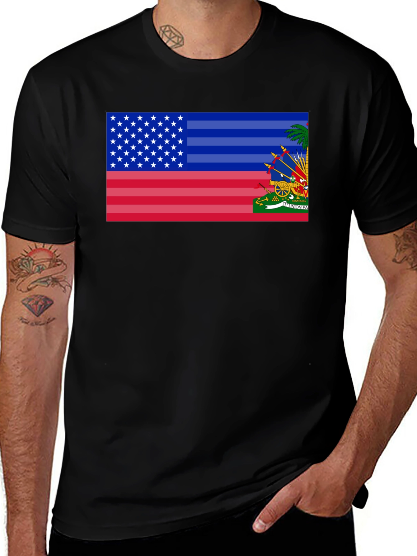 Variant 20 of USA Haiti Flag T-Shirt