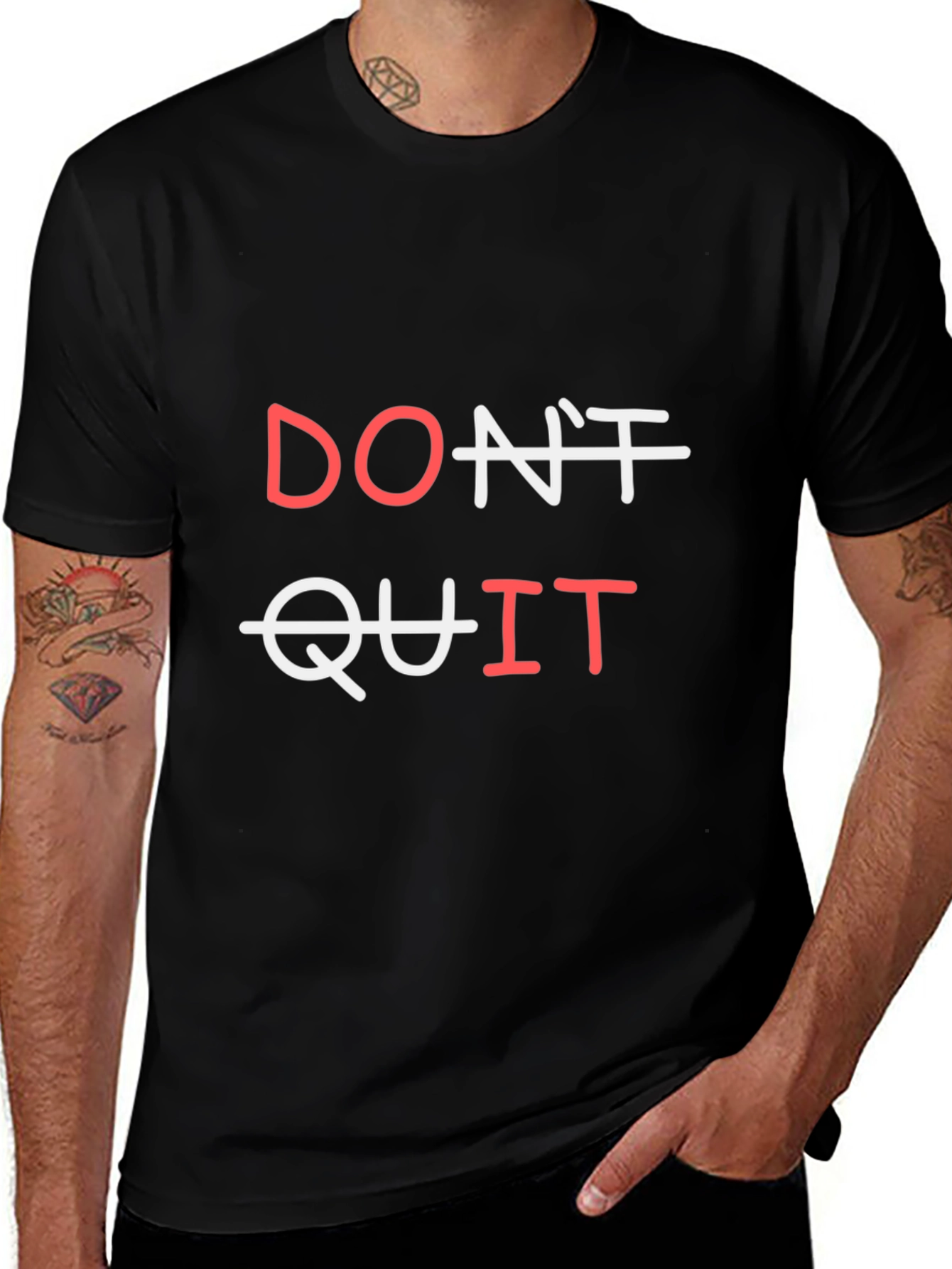 Variant 11 of Motivational Graphic Tee - Don't Quit - Black T-Shirt