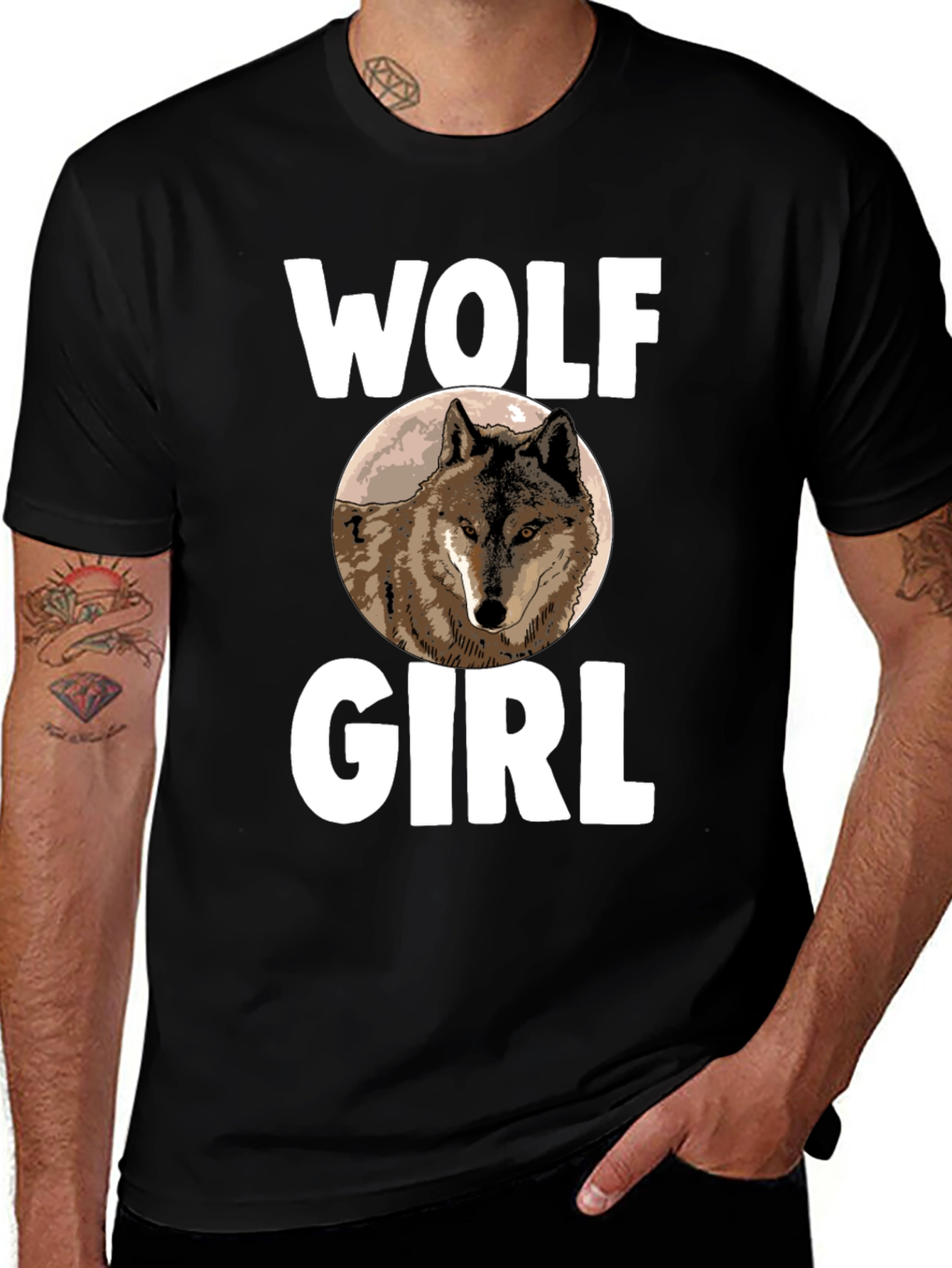 Variant 26 of Wolf Girl T-Shirt - Novelty Animal Graphic Tee