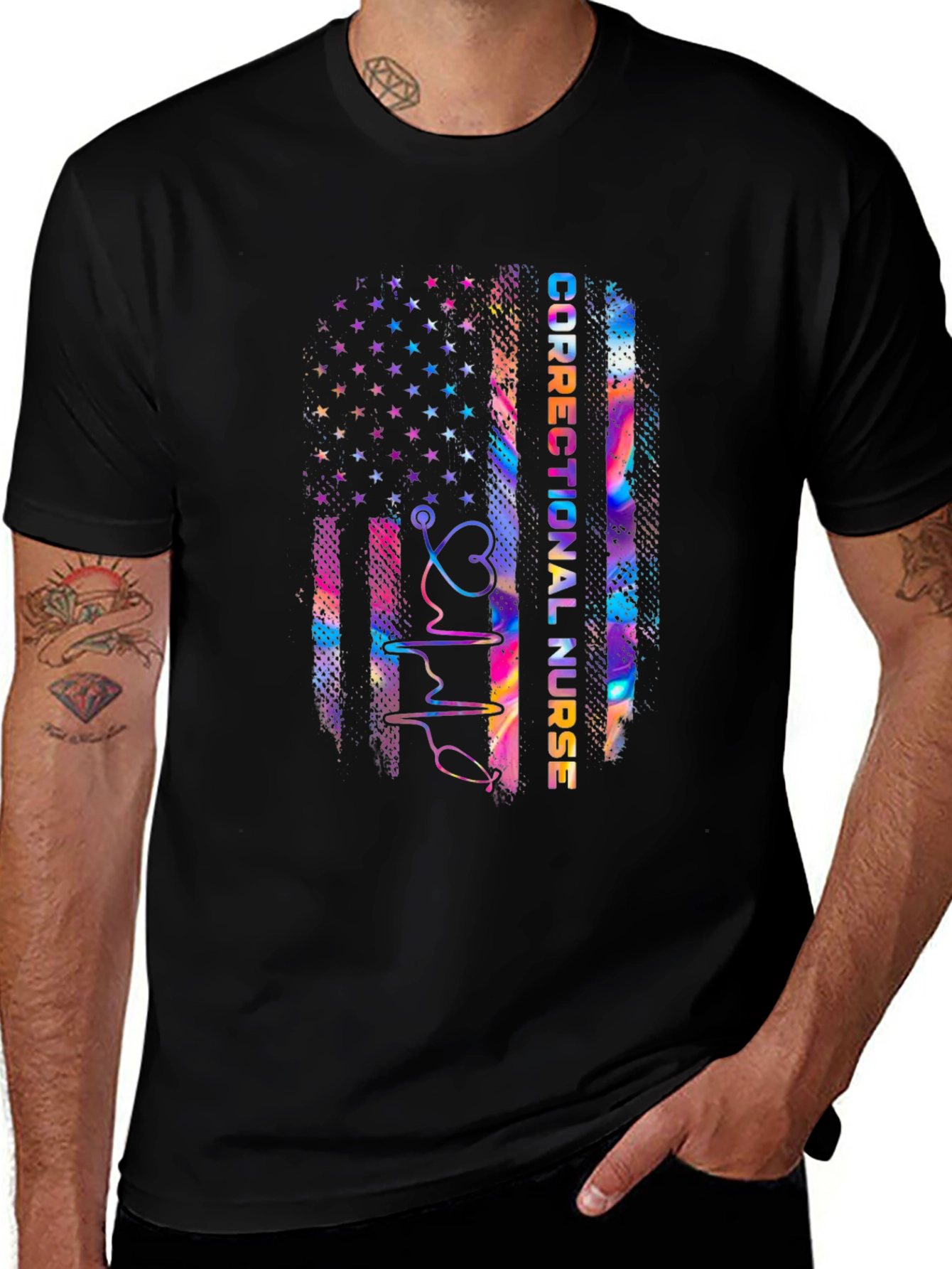 Correctional Nurse American Flag T-Shirt