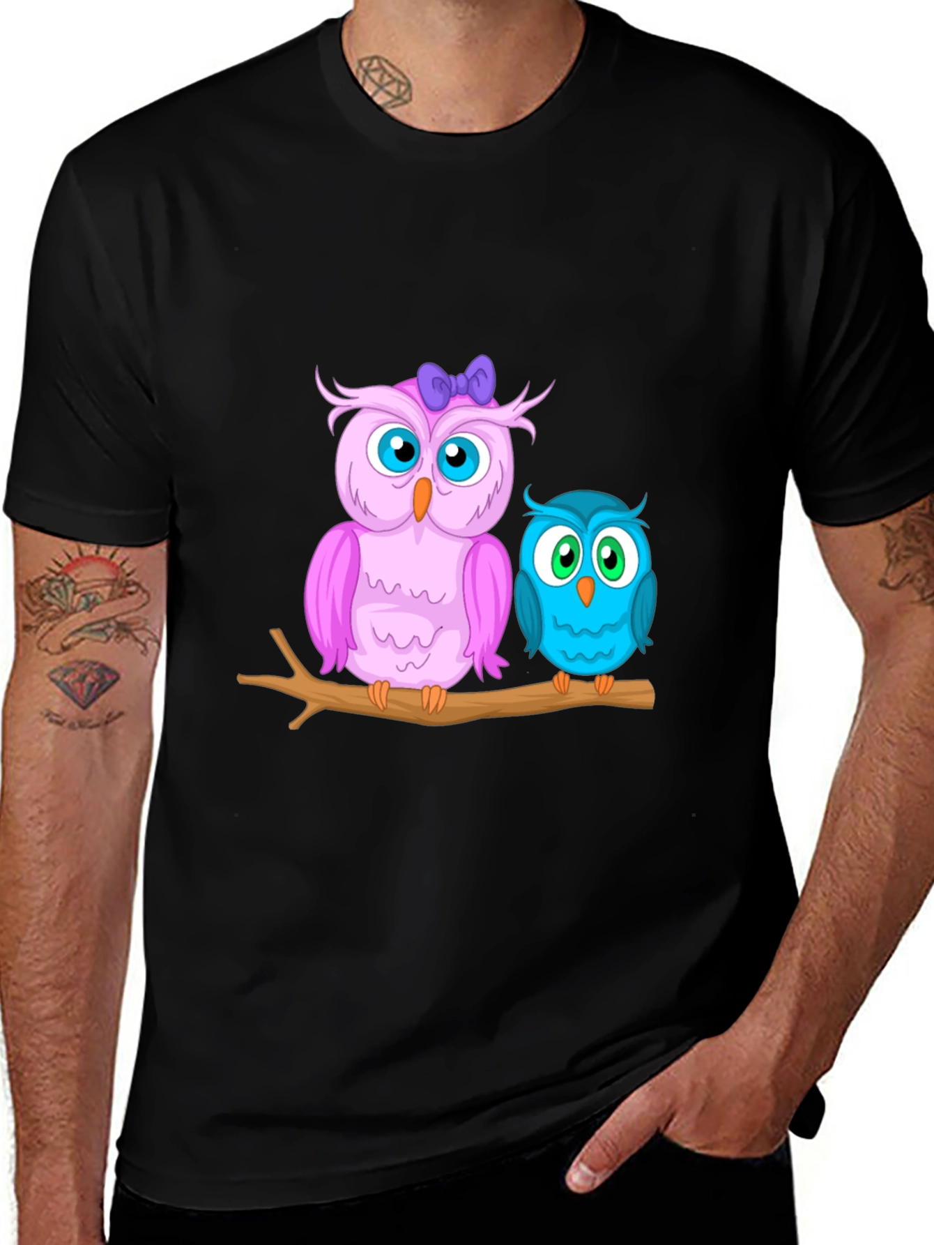 Variant 15 of Cute Owl Couple Graphic Print T-Shirt