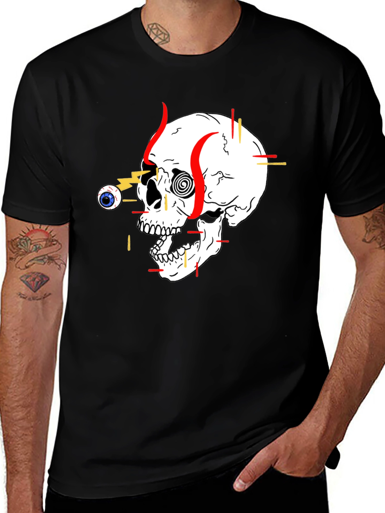 Variant 19 of Skull Graphic Print Black T-Shirt