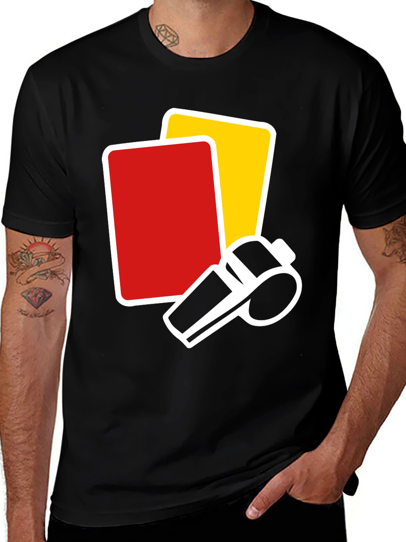 Variant 2 of Soccer Referee Red Yellow Card Whistle Graphic T-Shirt