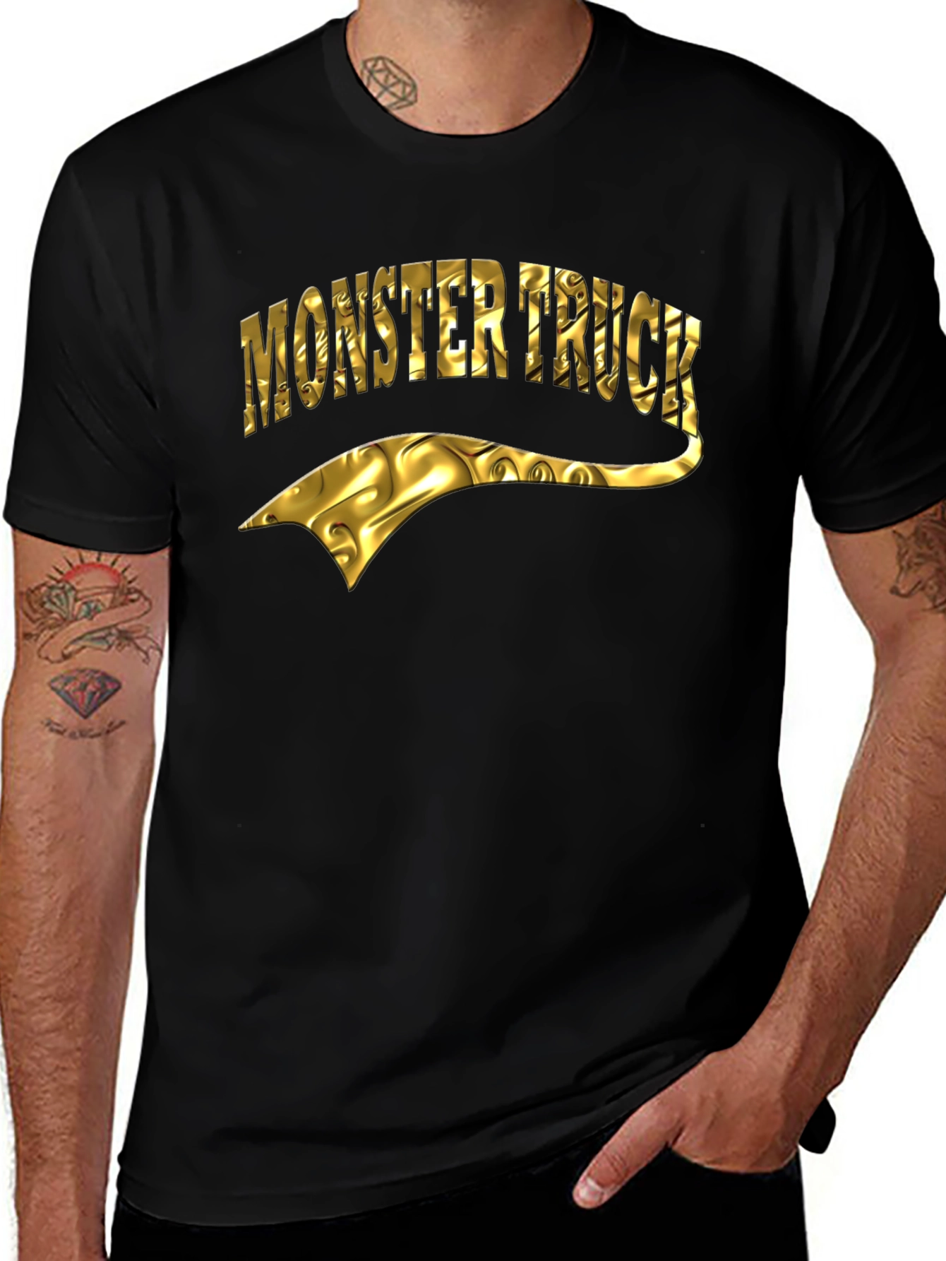 Variant 10 of Monster Truck Golden Graphic Black T-Shirt