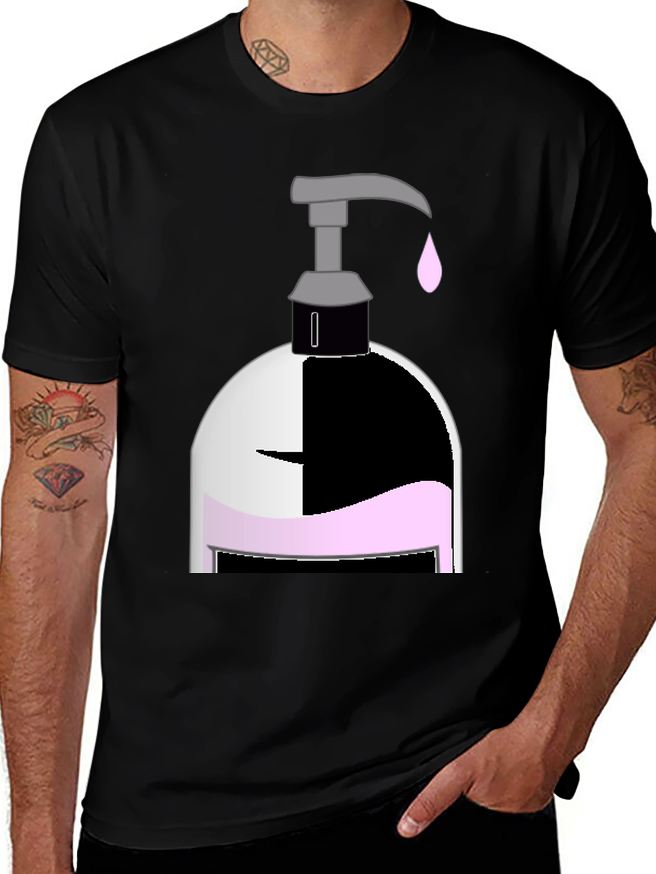 Variant 7 of Sanitizer Pump Graphic Tee - Black Cotton Comfort