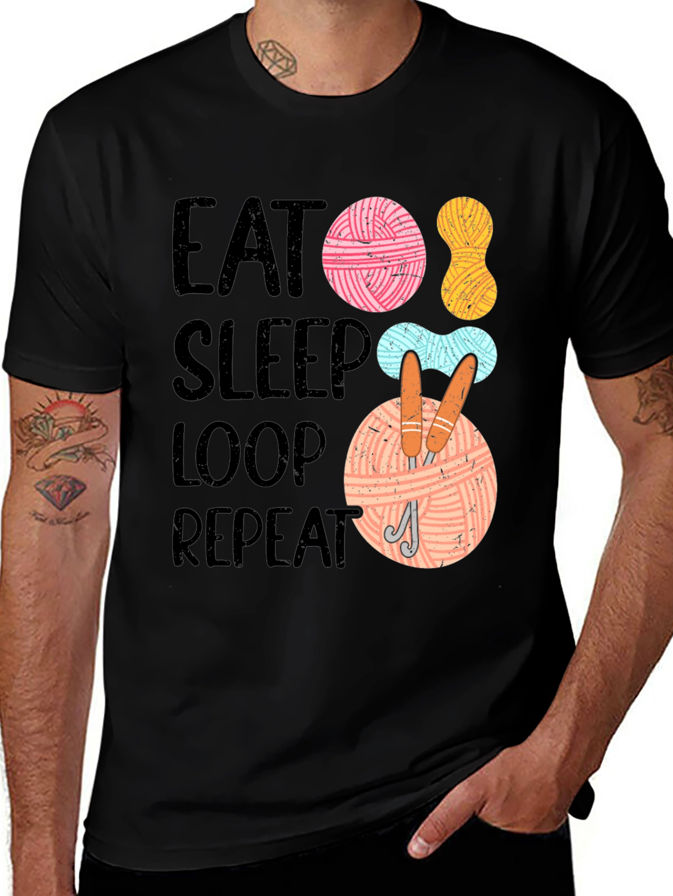 Variant 20 of Eat Sleep Loop Repeat Knitting T-Shirt