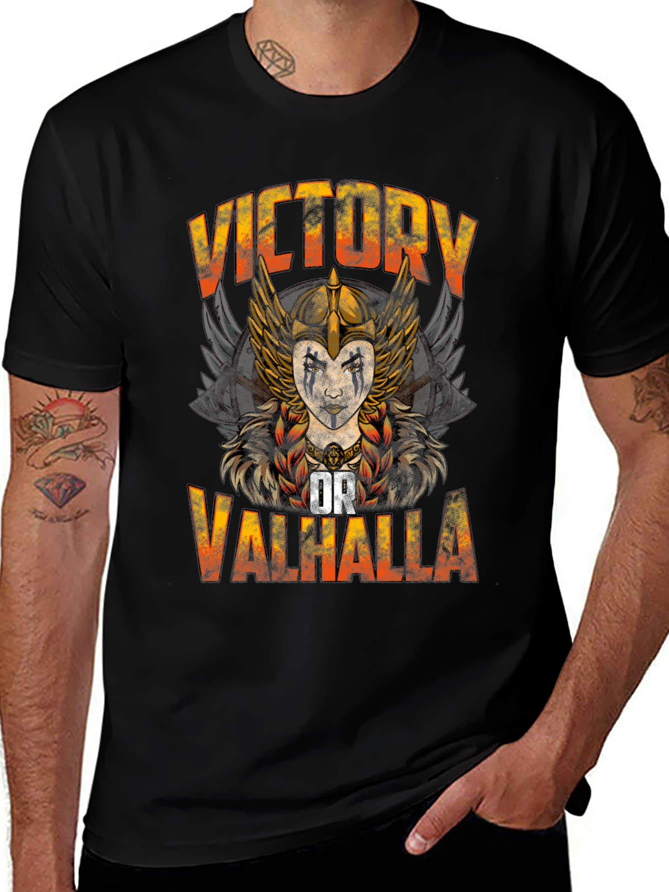 Victory or Valhalla Viking Graphic T-Shirt