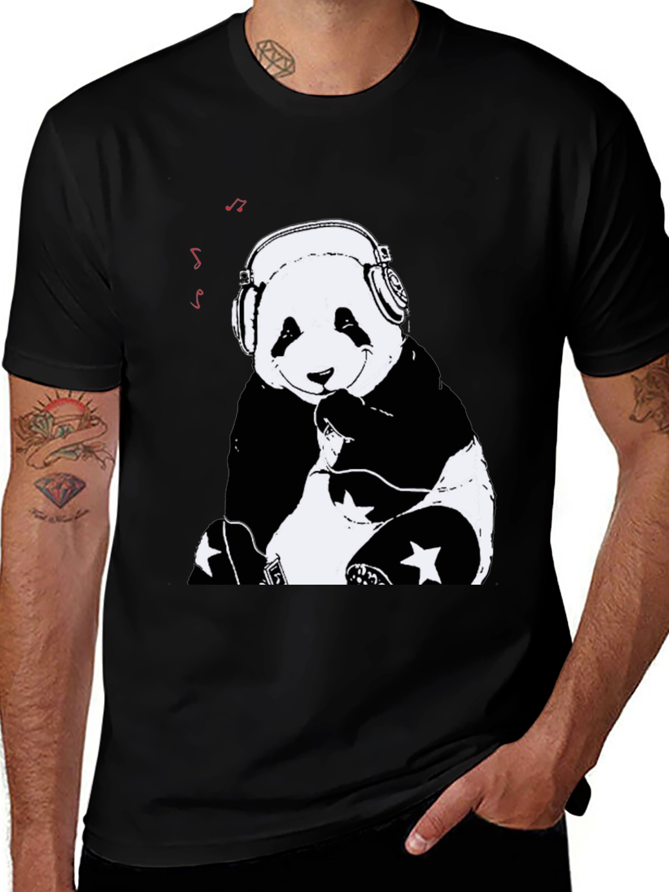 Variant 26 of Panda DJ Graphic Tee - Black Cotton T-Shirt