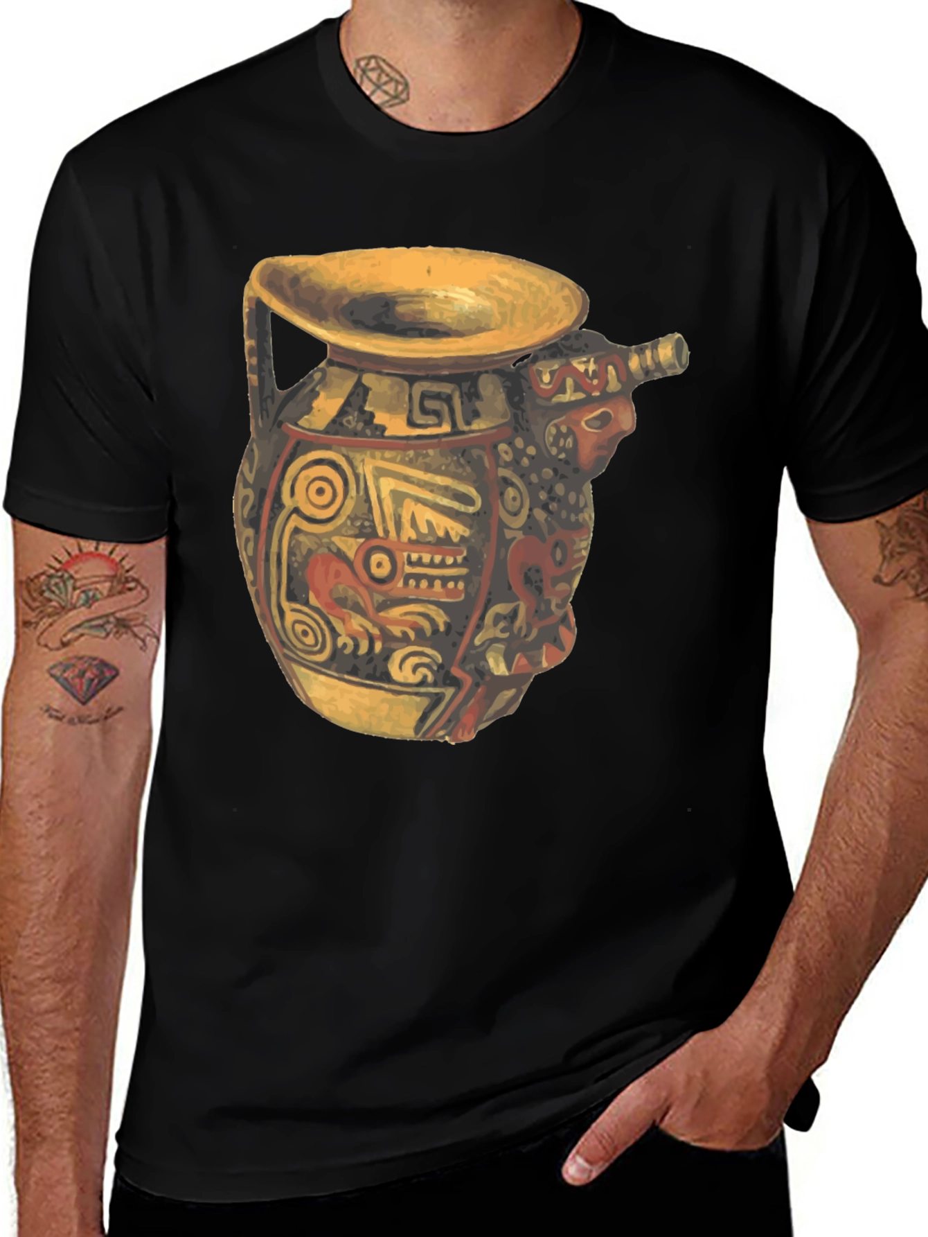 Variant 15 of Unique Graphic Tee: Ancient Pottery Art Print