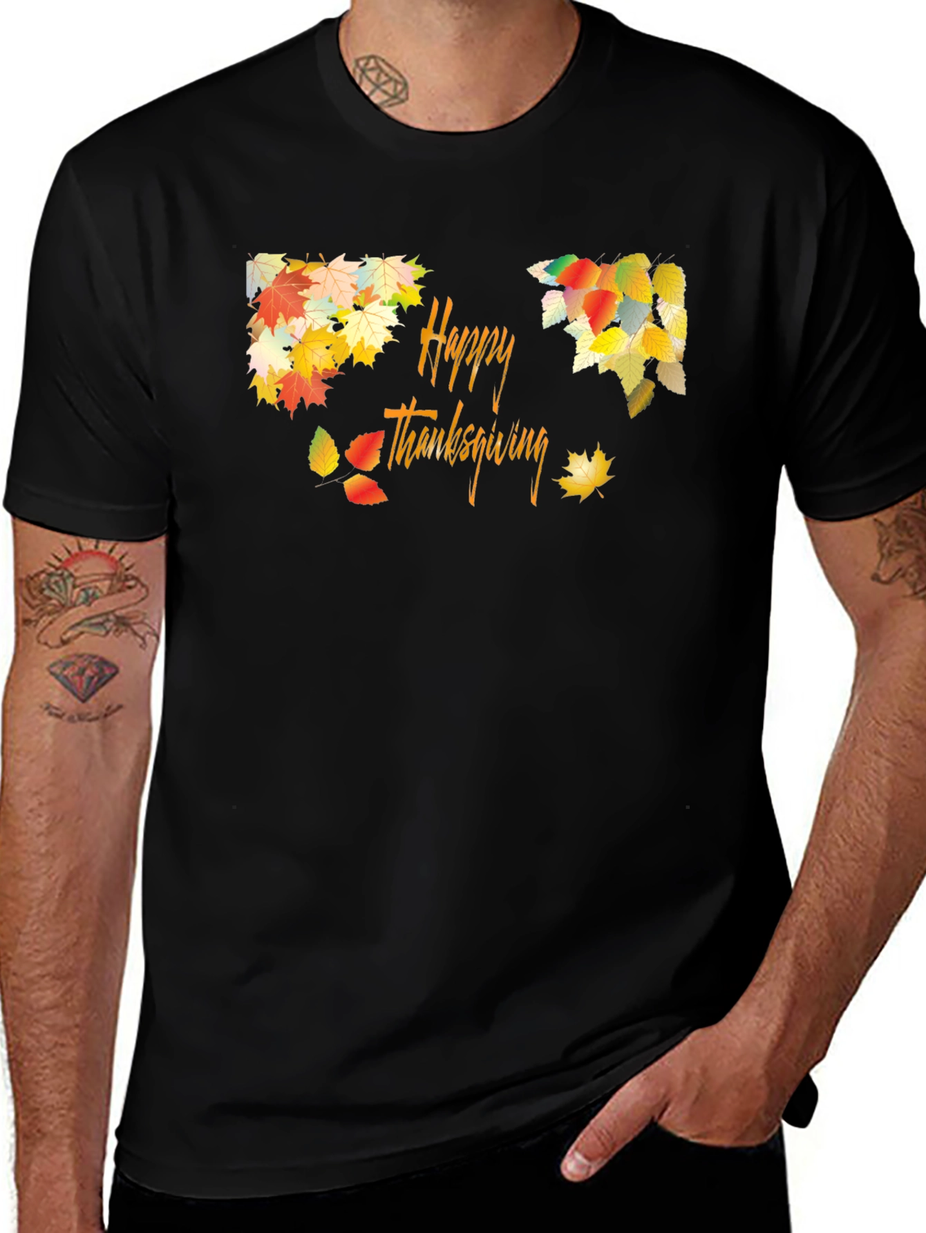 Variant 21 of Happy Thanksgiving Fall Leaves Graphic Tee