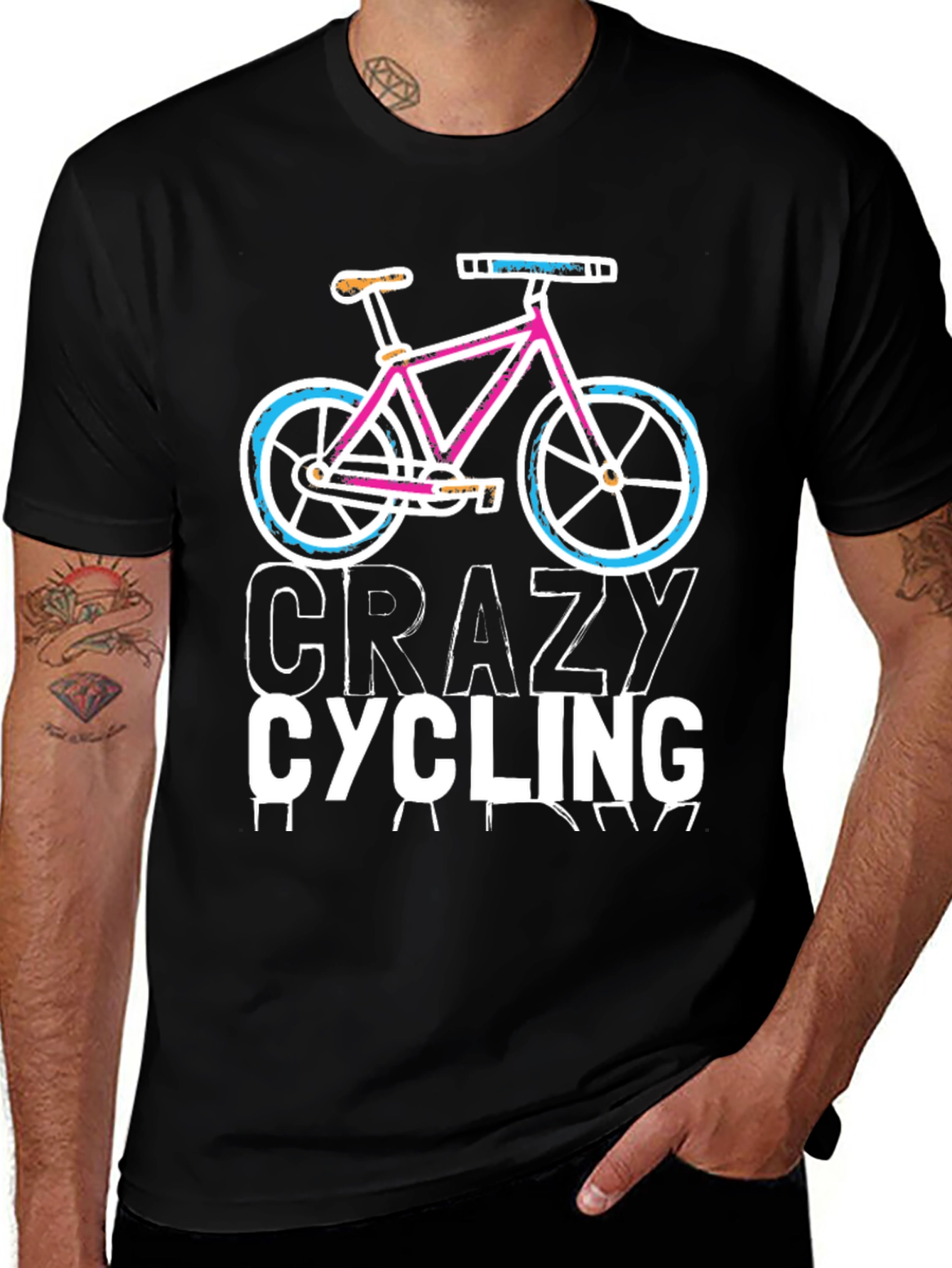 Variant 7 of Crazy Cycling Graphic Tee | Black Cotton T-Shirt