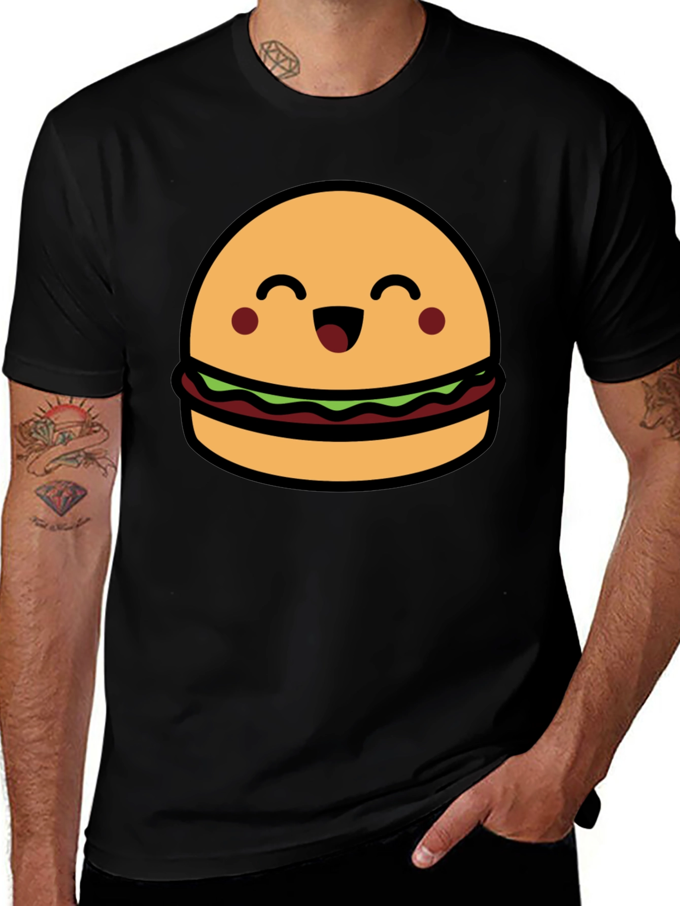 Variant 16 of Cute Burger Graphic Tee - Black