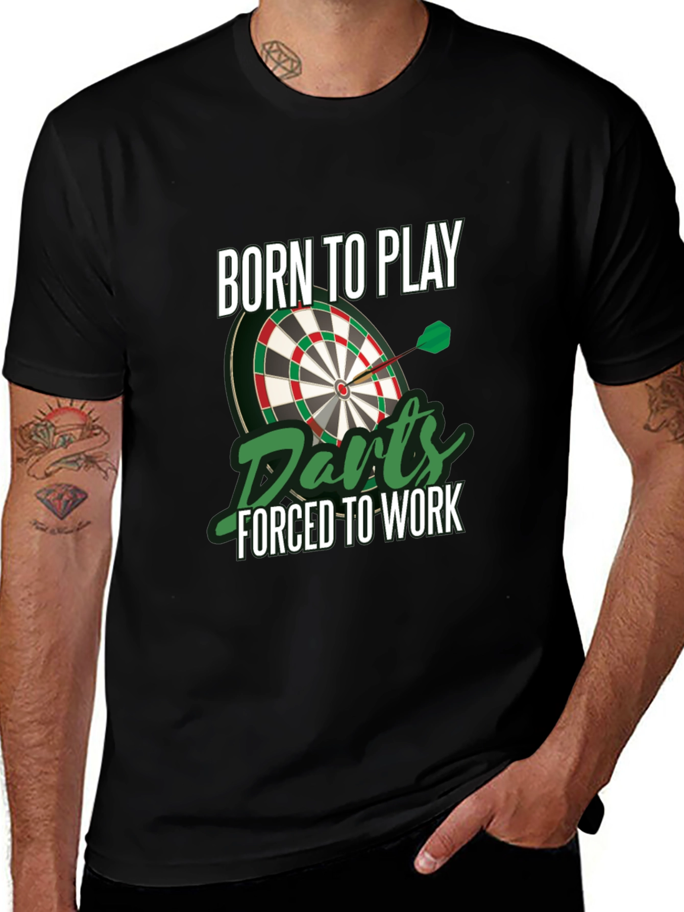 Variant 4 of Born to Play Darts Graphic Tee - Black Casual Shirt
