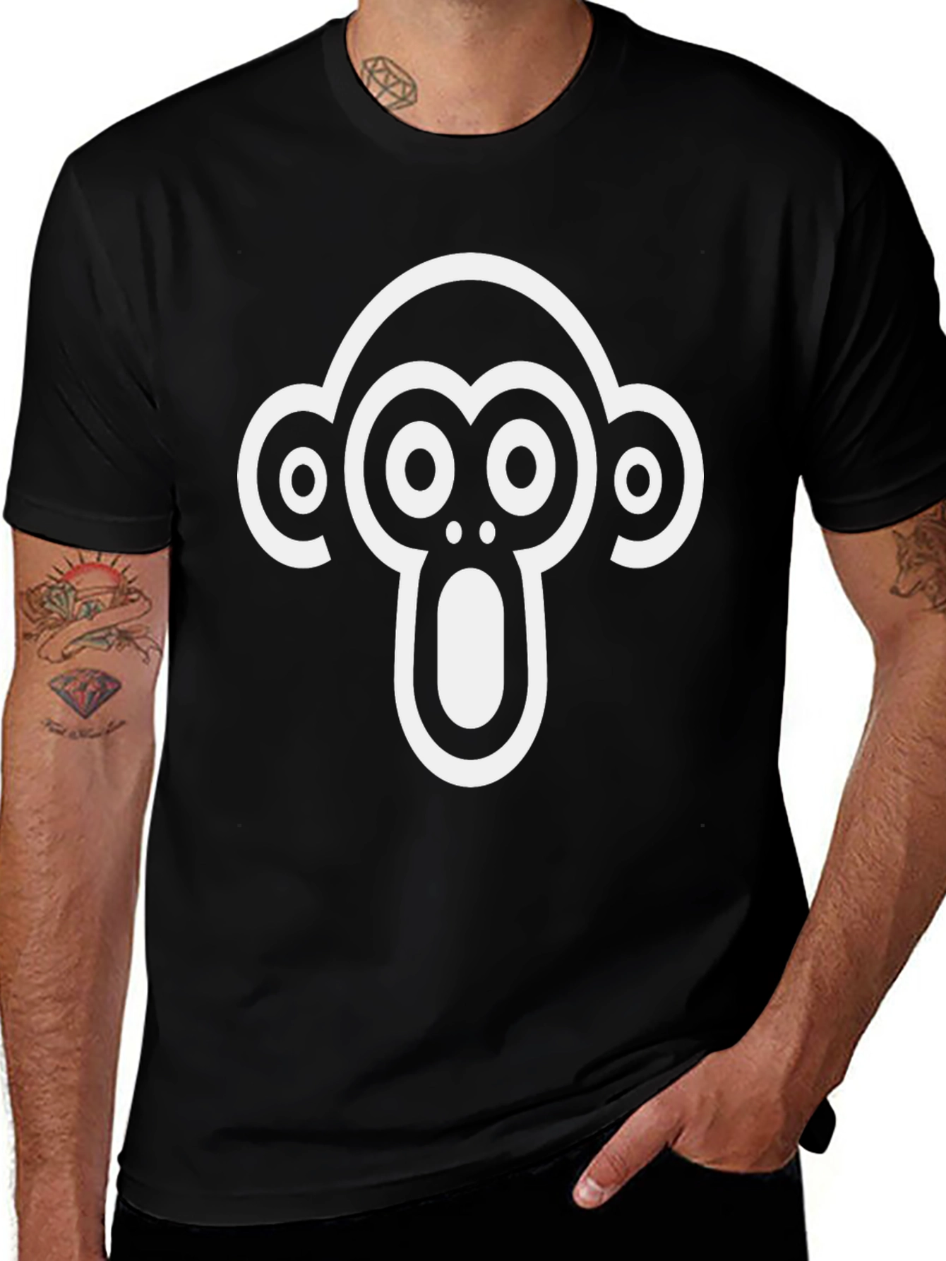 Variant 24 of Monkey Face Graphic Tee - Bold Black T-Shirt