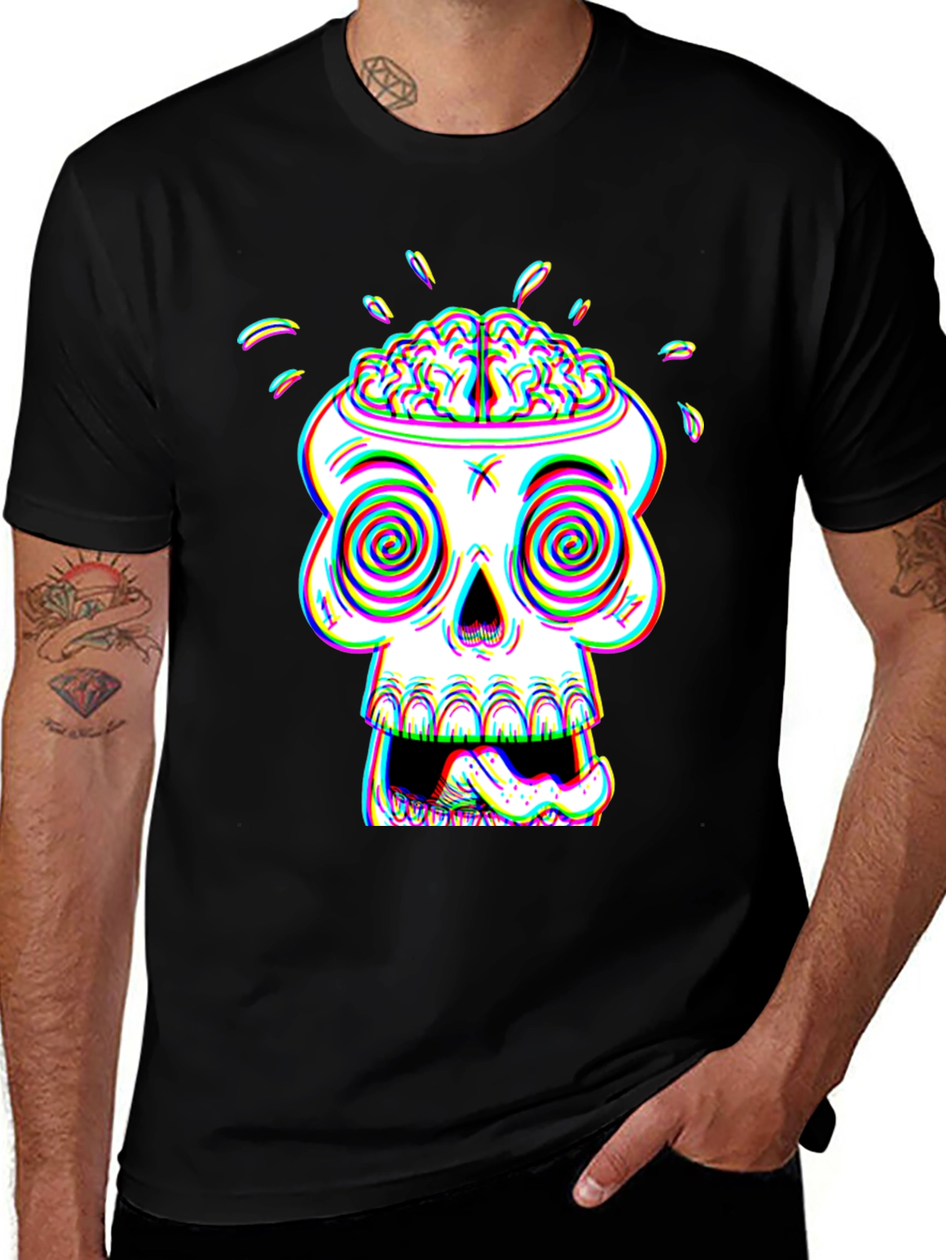 Variant 19 of Psychedelic Skull Graphic Tee - Brain Out