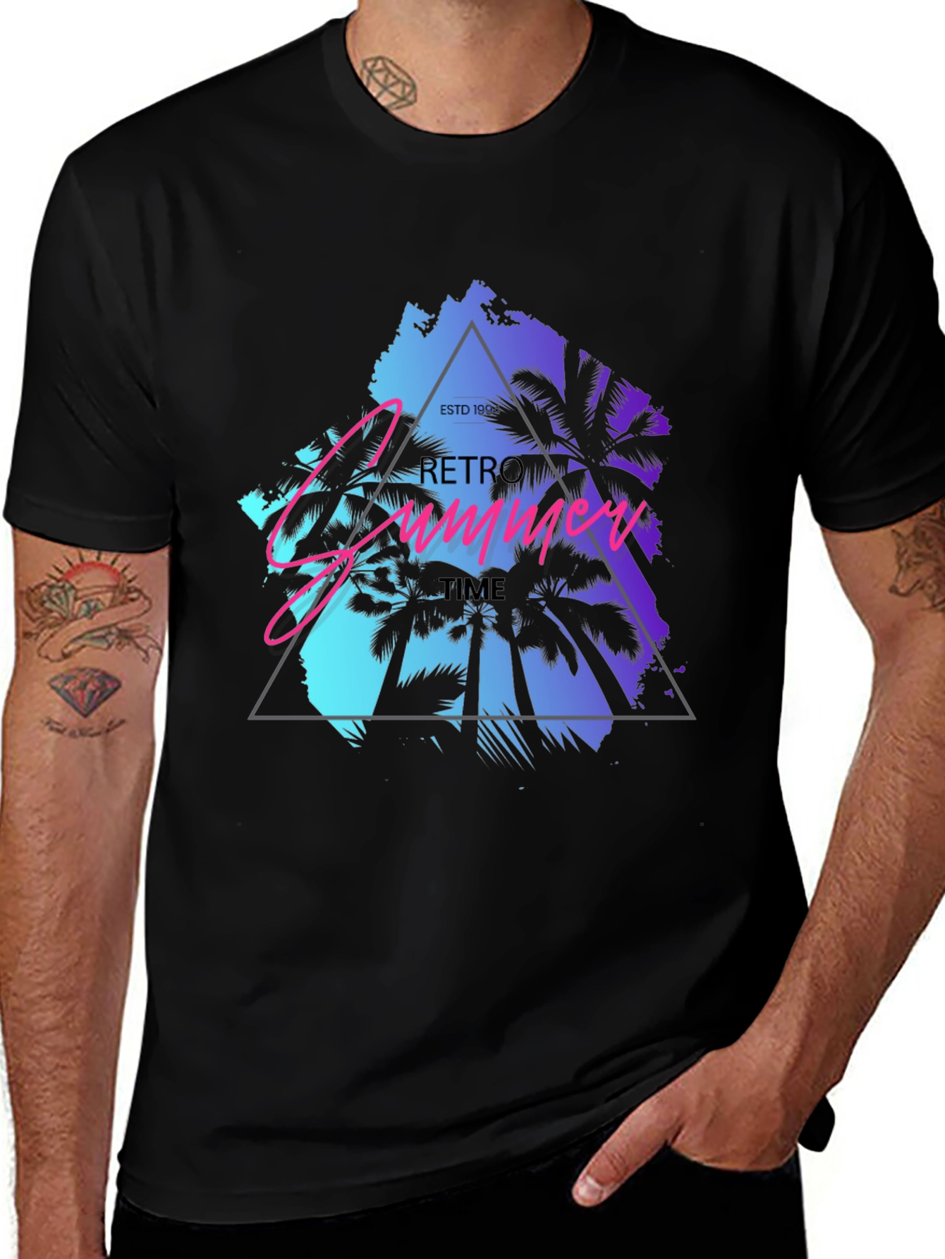 Variant 10 of Retro Summer Time Palm Tee