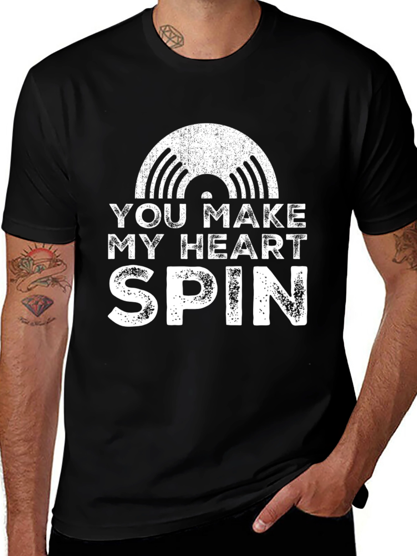 Variant 28 of You Make My Heart Spin Record Graphic T-Shirt