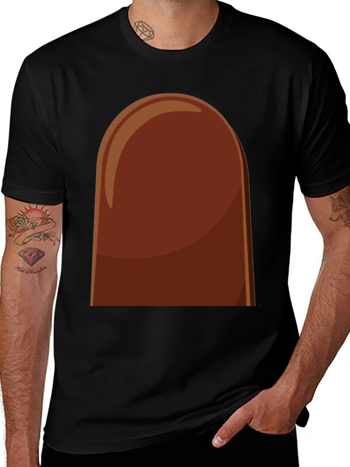 Variant 7 of Retro Cartoon Popsicle Black T-Shirt